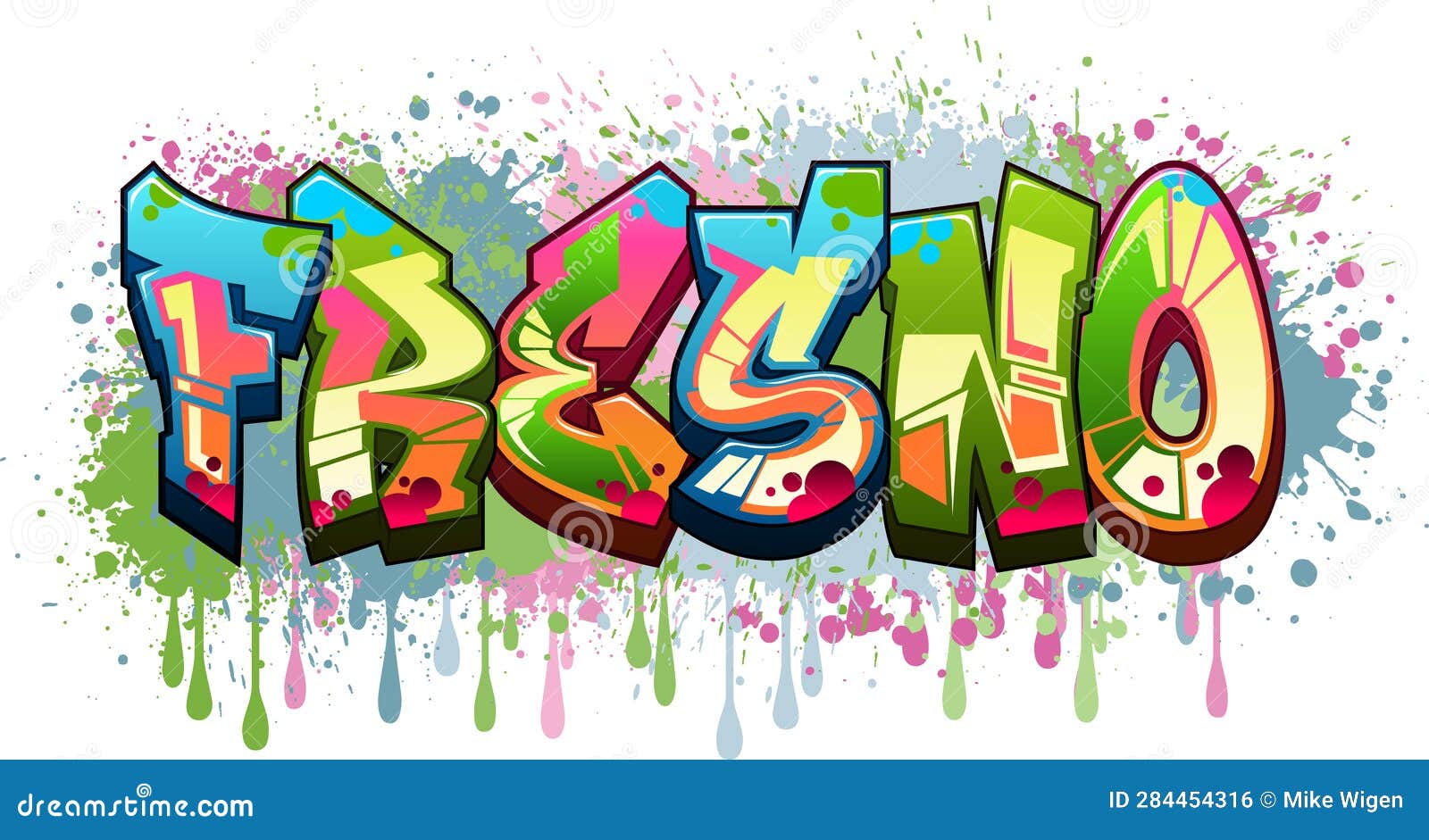 Graffiti Styled Vector Graphics Design Fresno Stock Vector