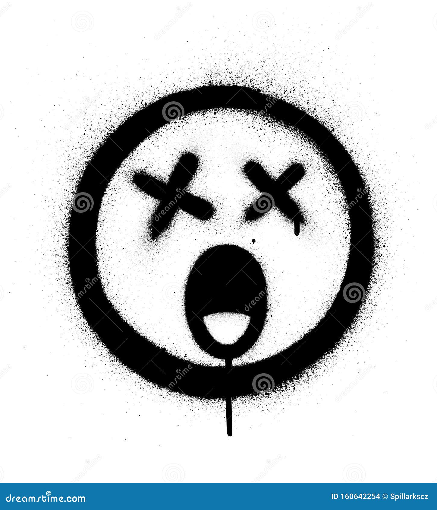 Graffiti Surprised Emoji Sprayed In Black On White Cartoon Vector ...