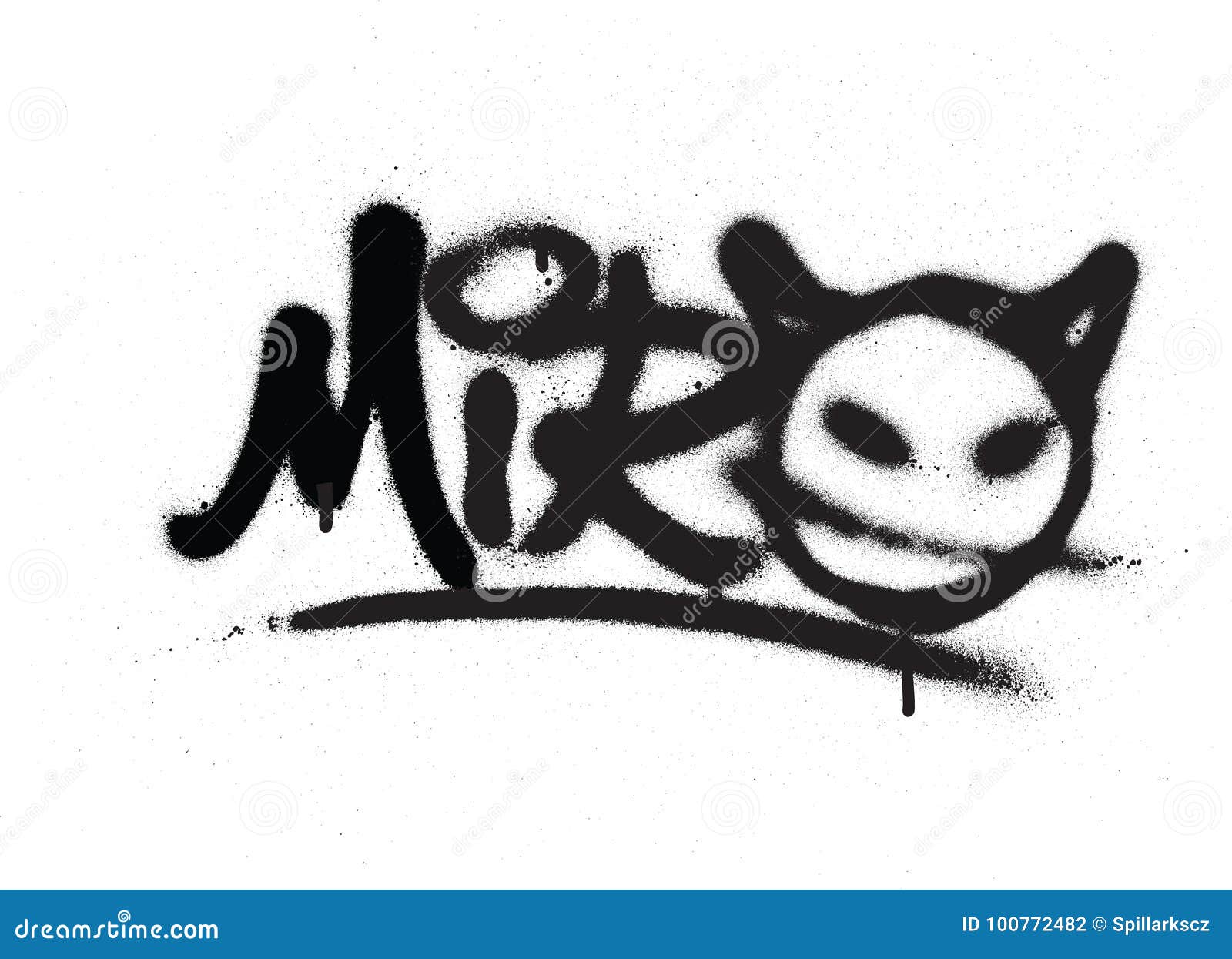 graffiti tag miro sprayed with leak in black on white