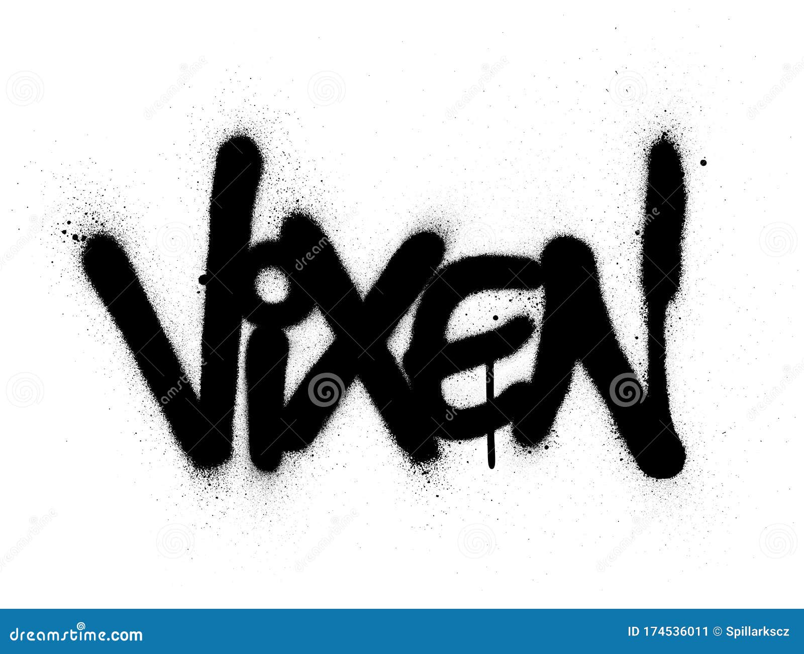 graffiti vixen word sprayed in black over white