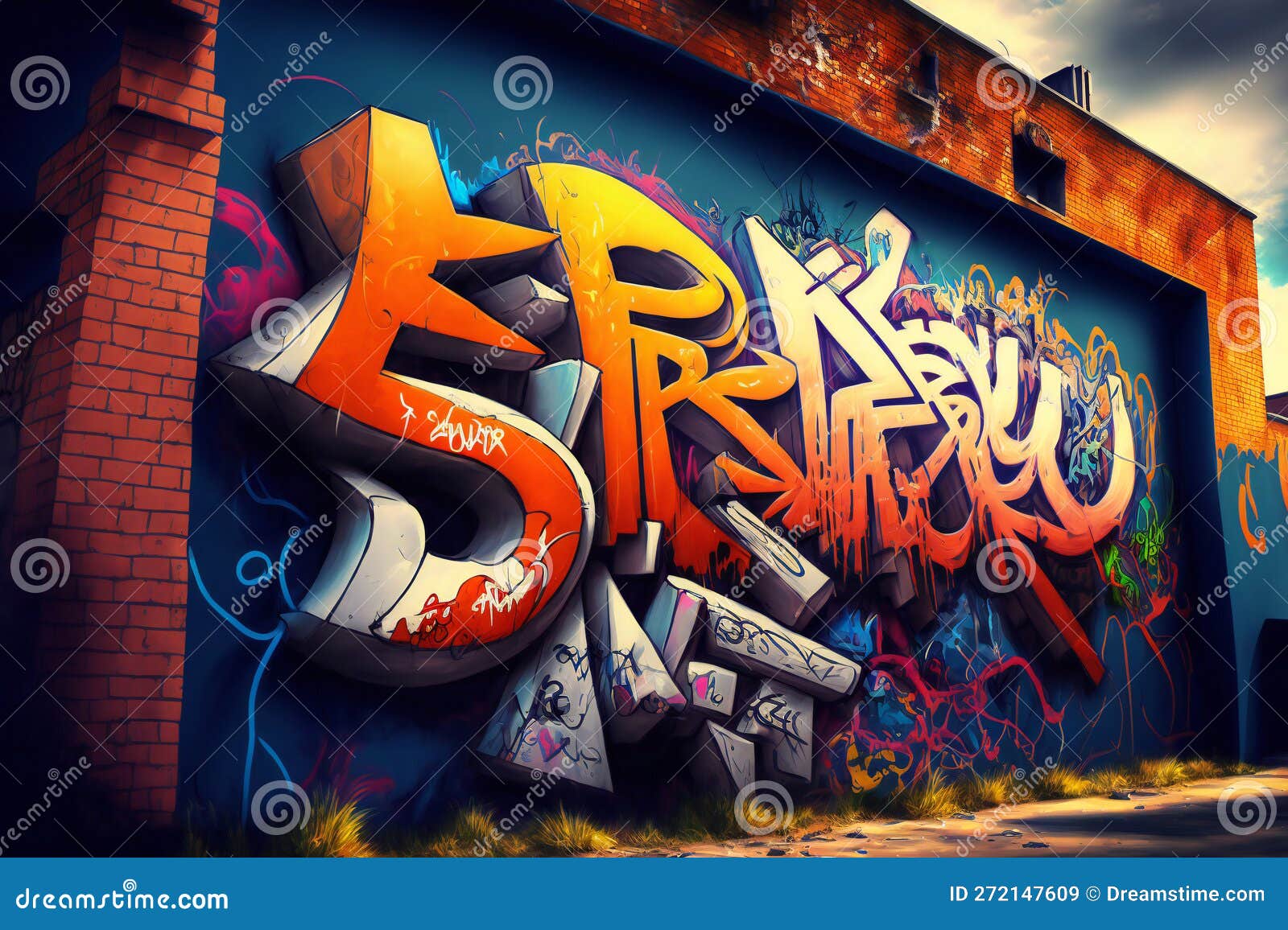 Graffiti on a Wall, Abstract Background, Hand Drawn & Artistic Stock Illustration Illustration