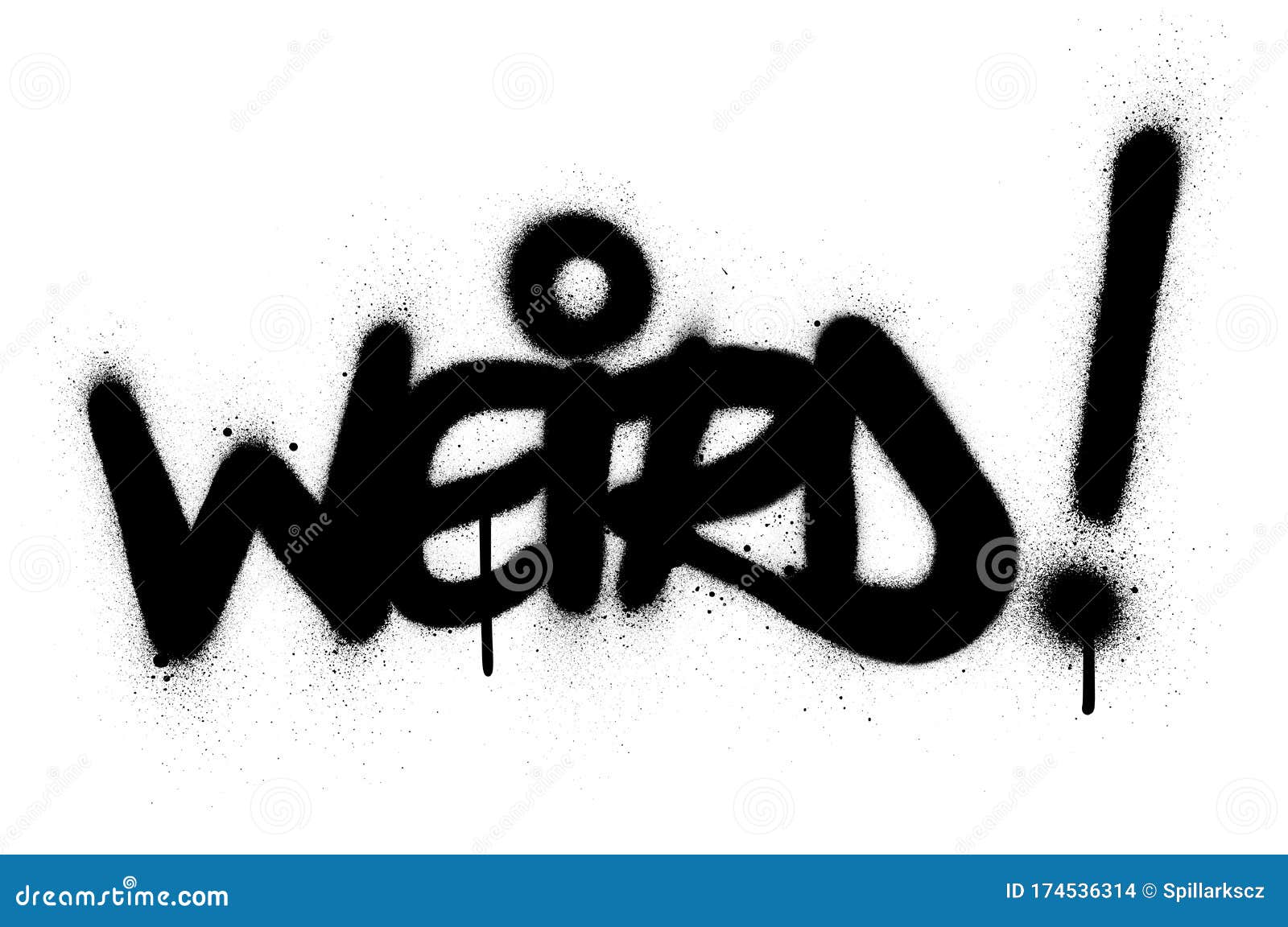 graffiti weird word sprayed in black over white