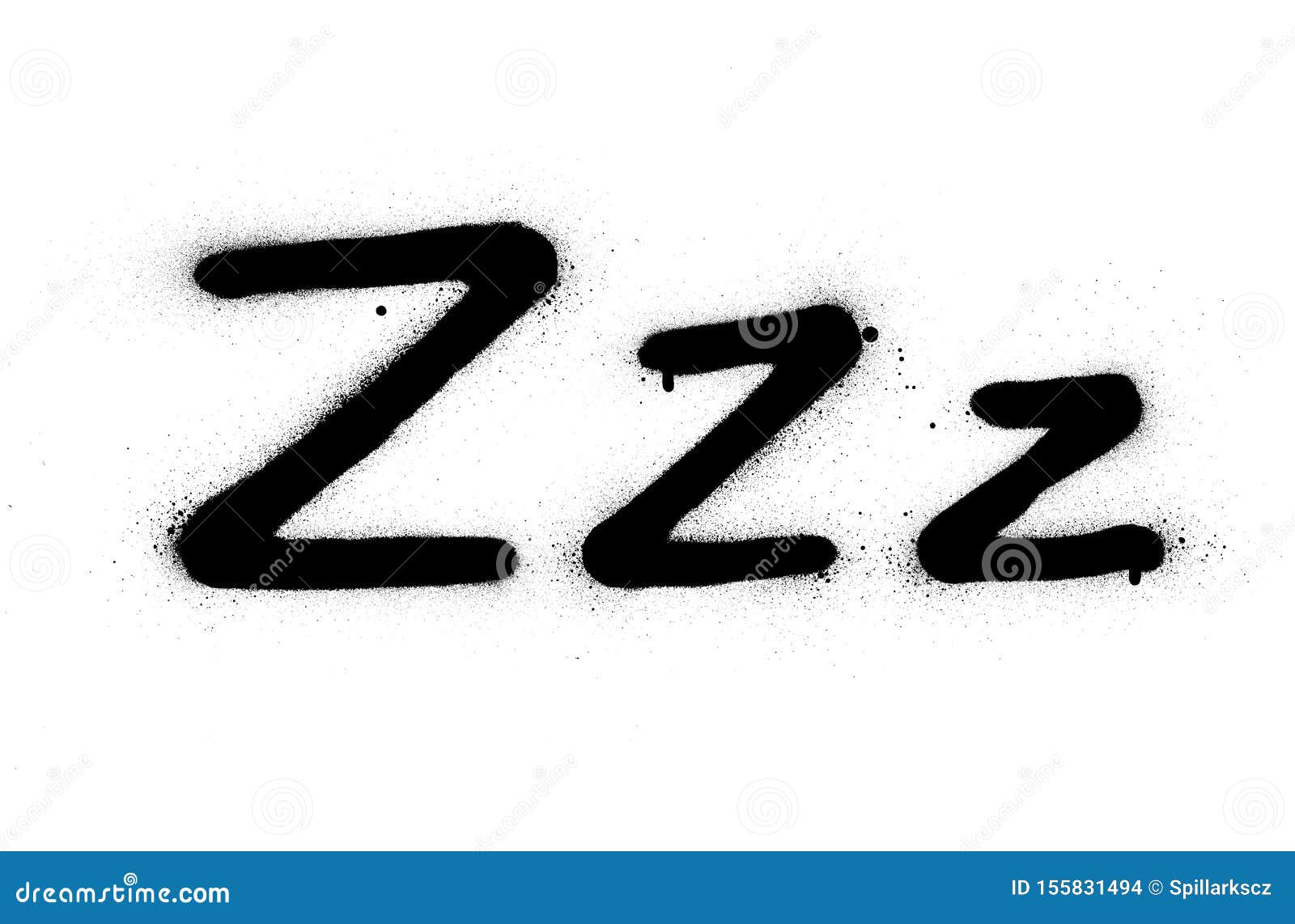 Graffiti ZZZ Sign Sleep or Bored Sprayed in Black Over White Stock
