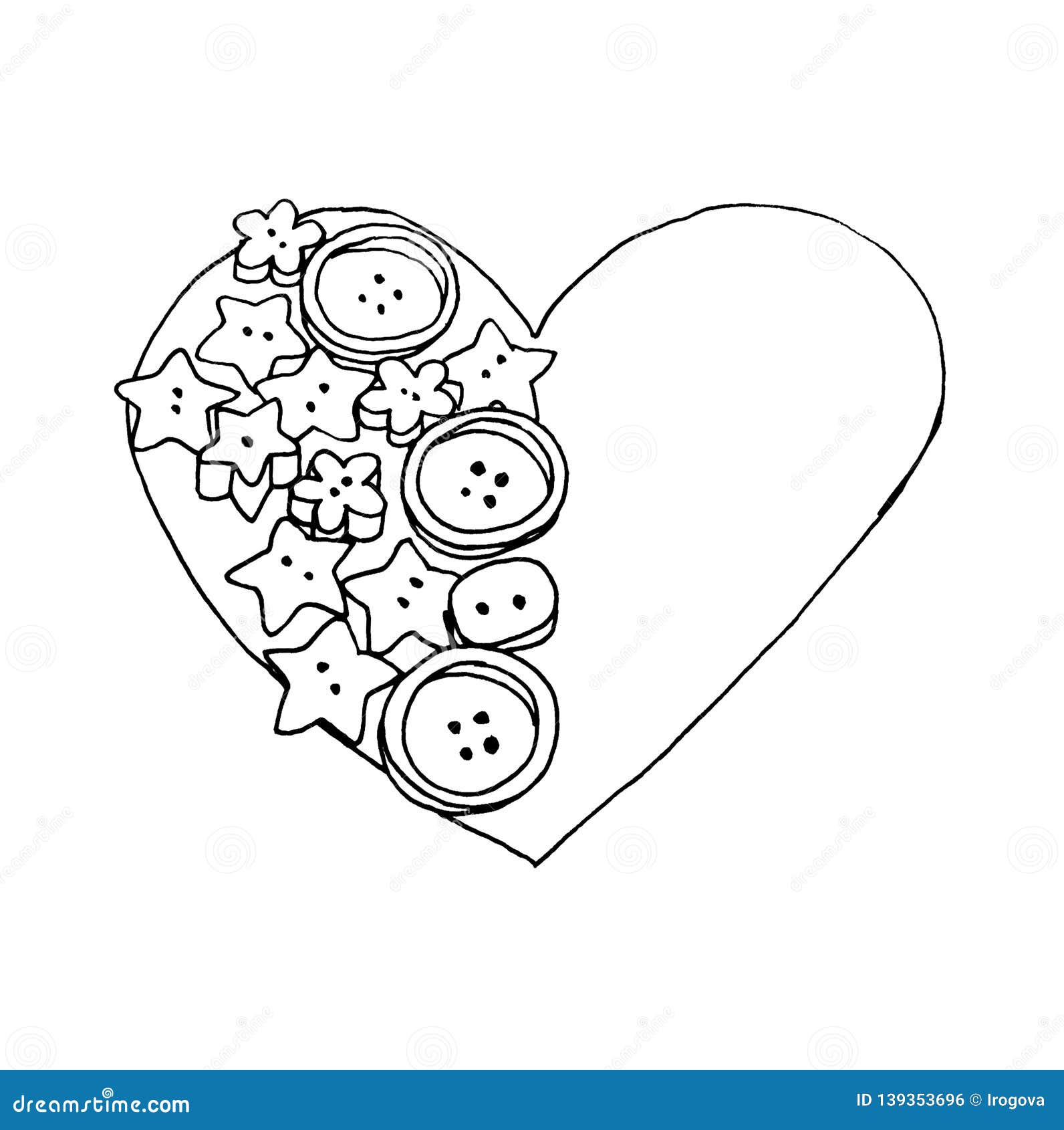 Grafische Skizze Herz Und Knopfe Stock Abbildung Illustration Von Hand Nett 139353696