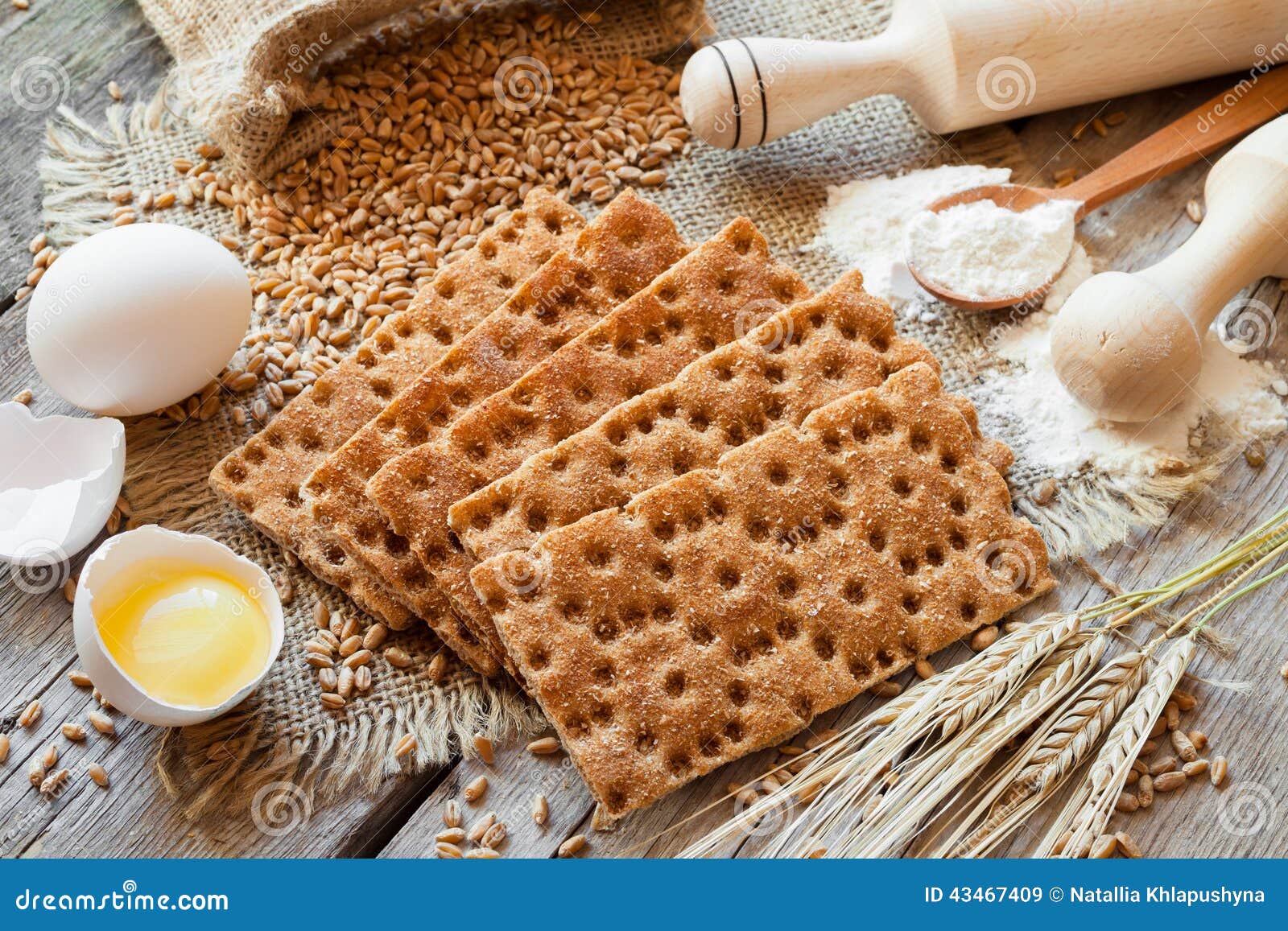 Grain Crispbread, Cereal Crackers on Table Stock Image Image of food