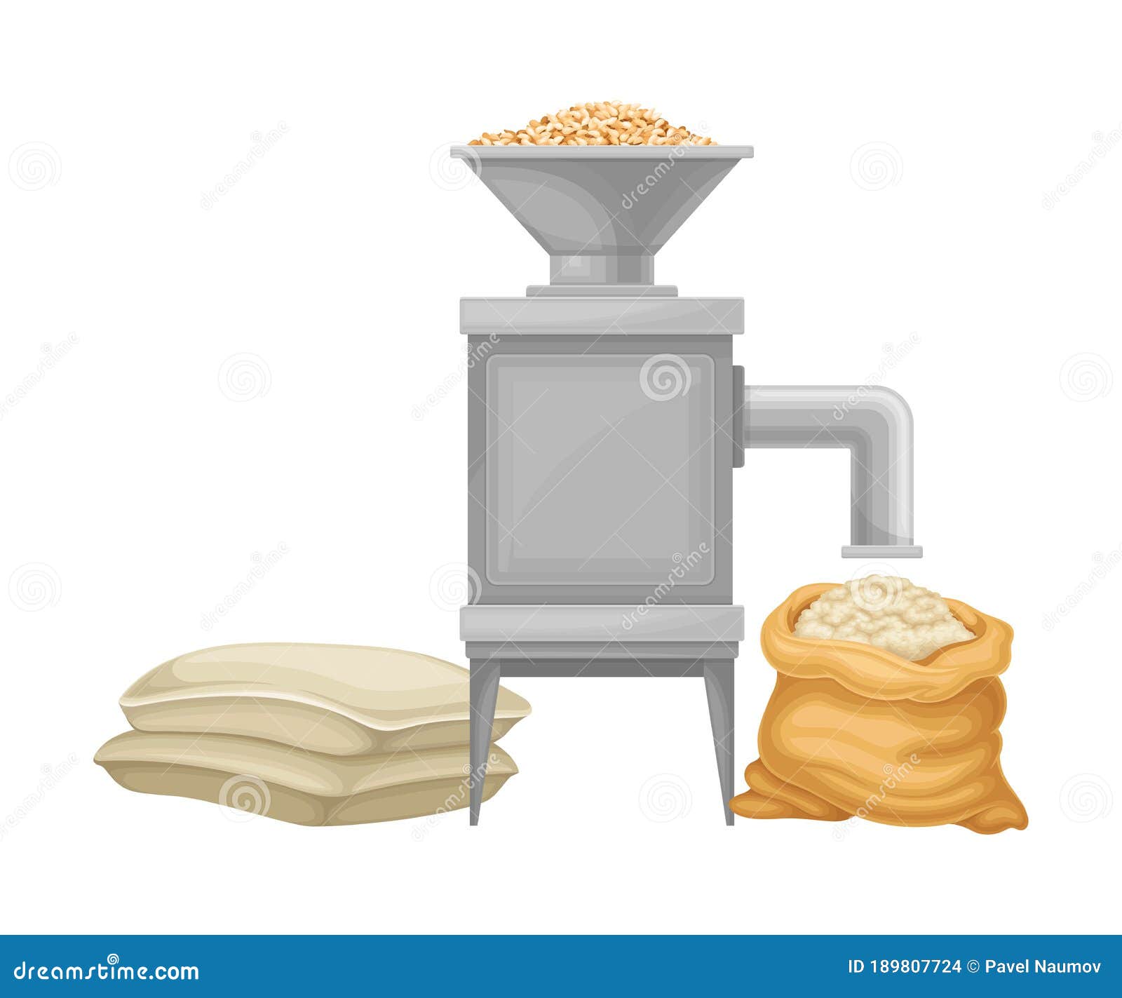 Grain Grinding Equipment and Flour Making Machine Vector Illustration