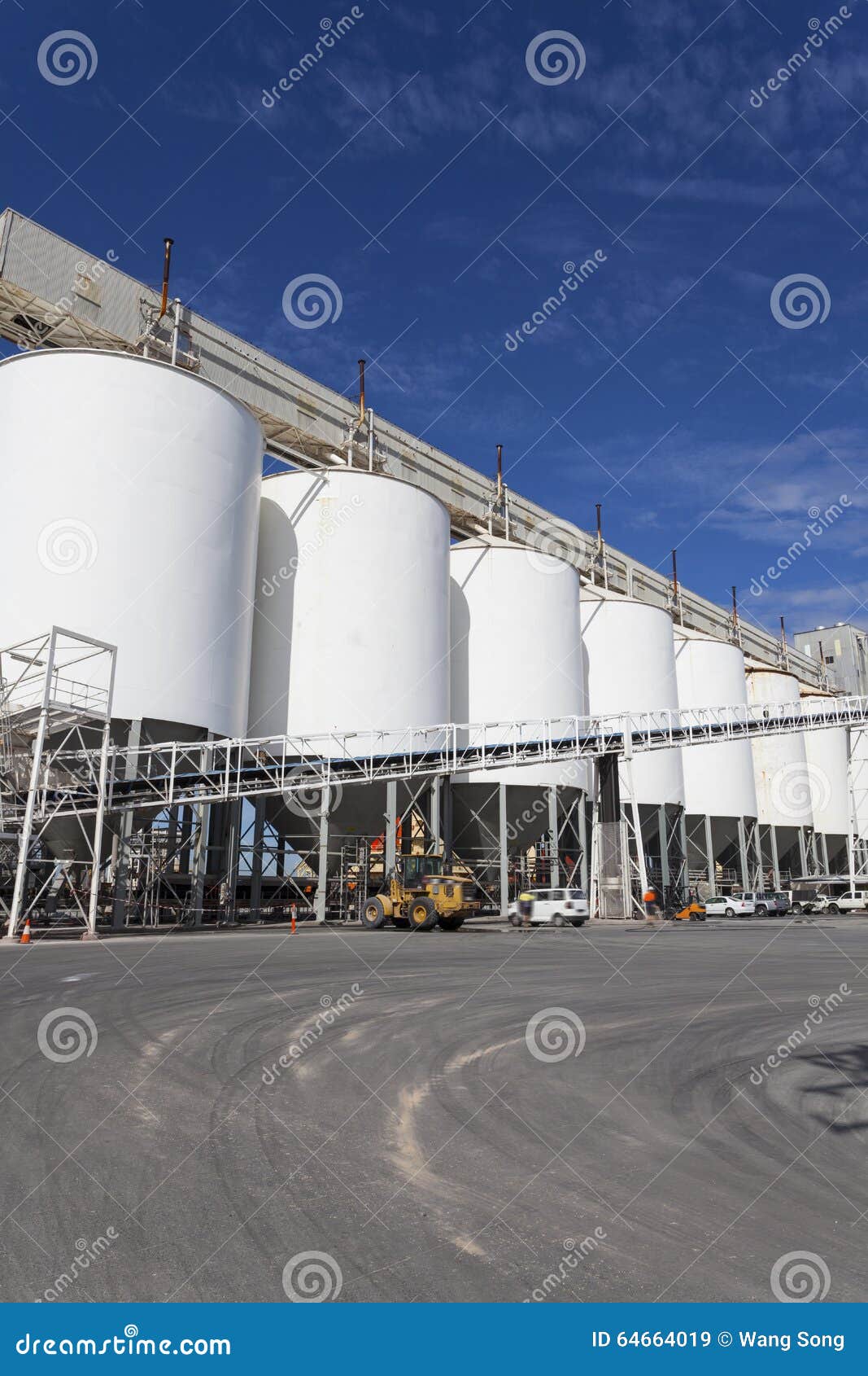 Grain storage tanks stock image. Image of industry, field 64664019