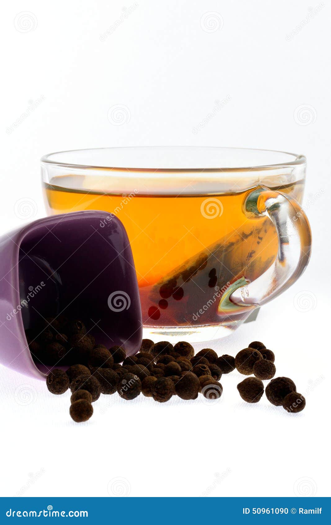 Grains of Black Pepper and a Cup Tea Stock Photo Image of meal, fresh 50961090