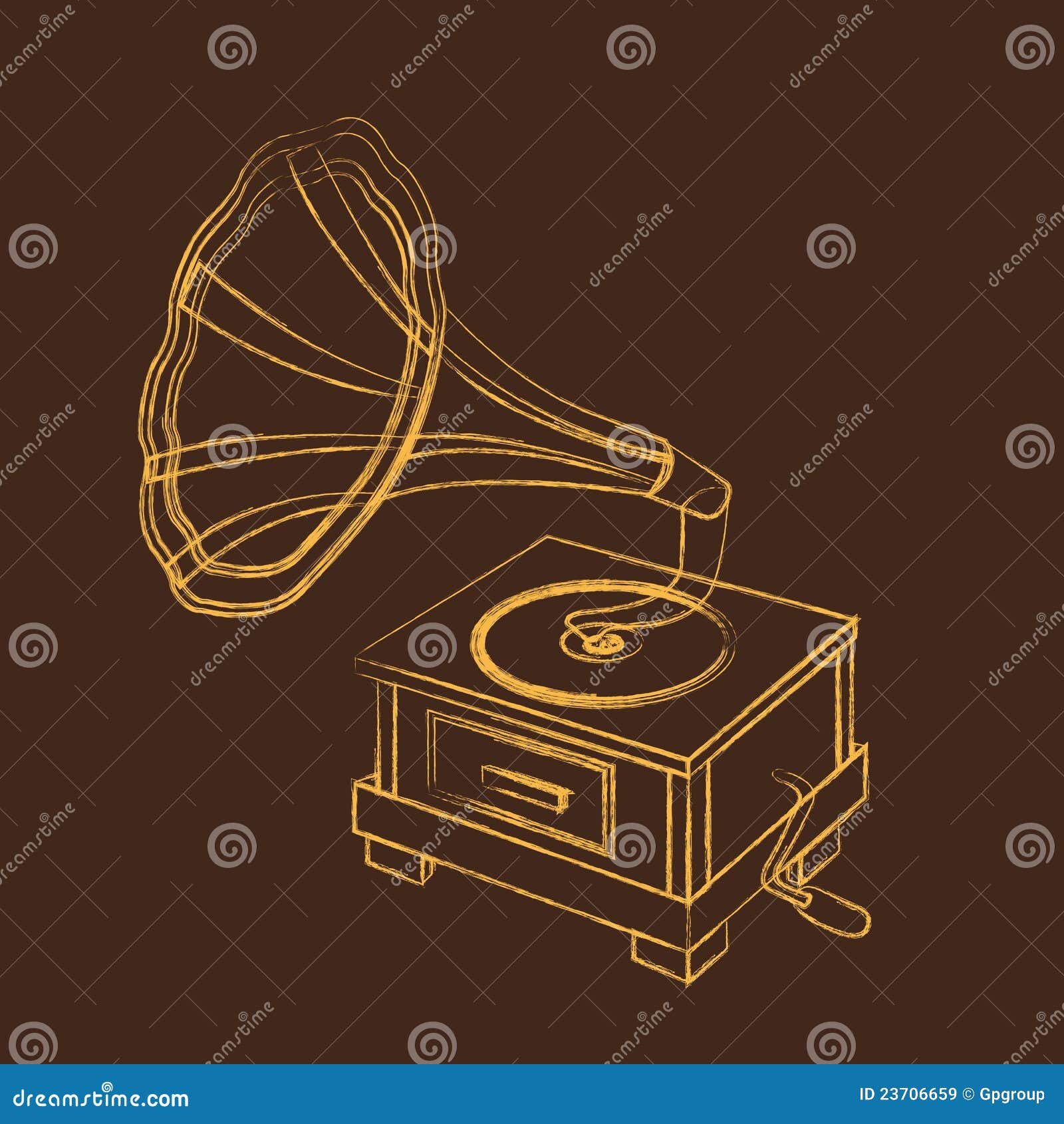 Grammofono di Grunge illustrazione vettoriale. Illustrazione di grunge