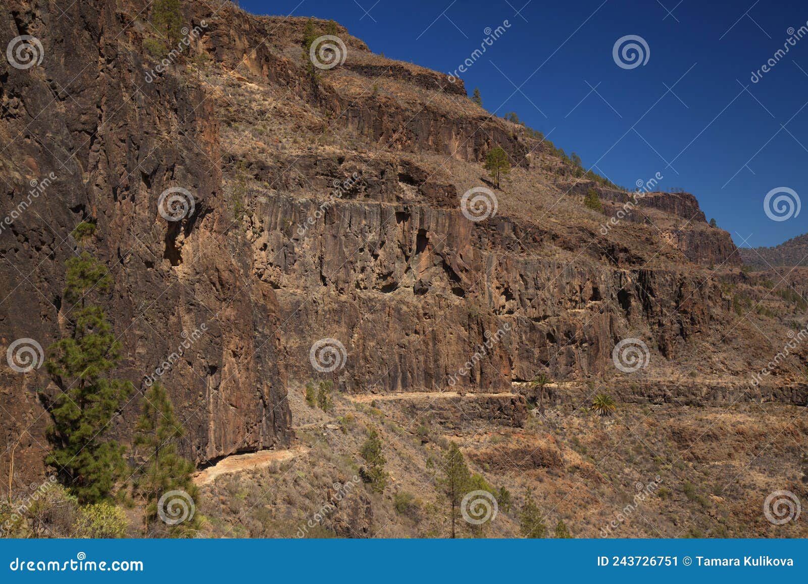 gran canaria, landscape of the southern part of the island along barranco de arguineguÃÂ­n steep and deep ravine