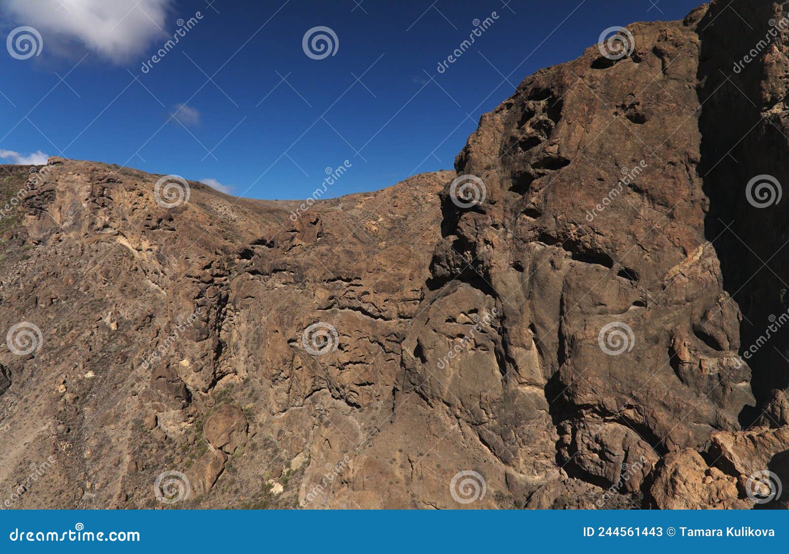 gran canaria, landscape of the southern part of the island along barranco de arguineguÃÂ­n steep and deep ravine