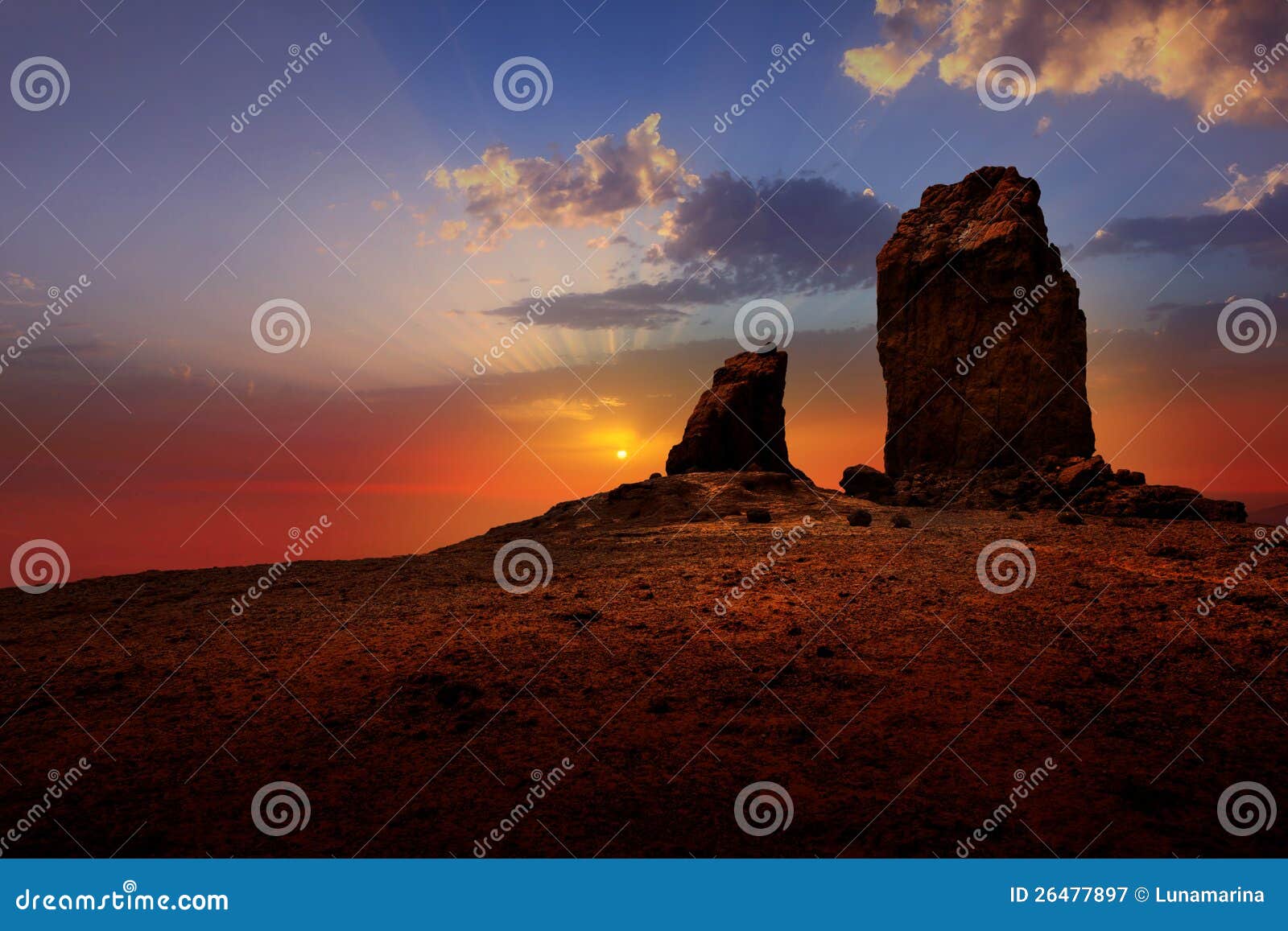 gran canaria roque nublo dramatic sunset sky