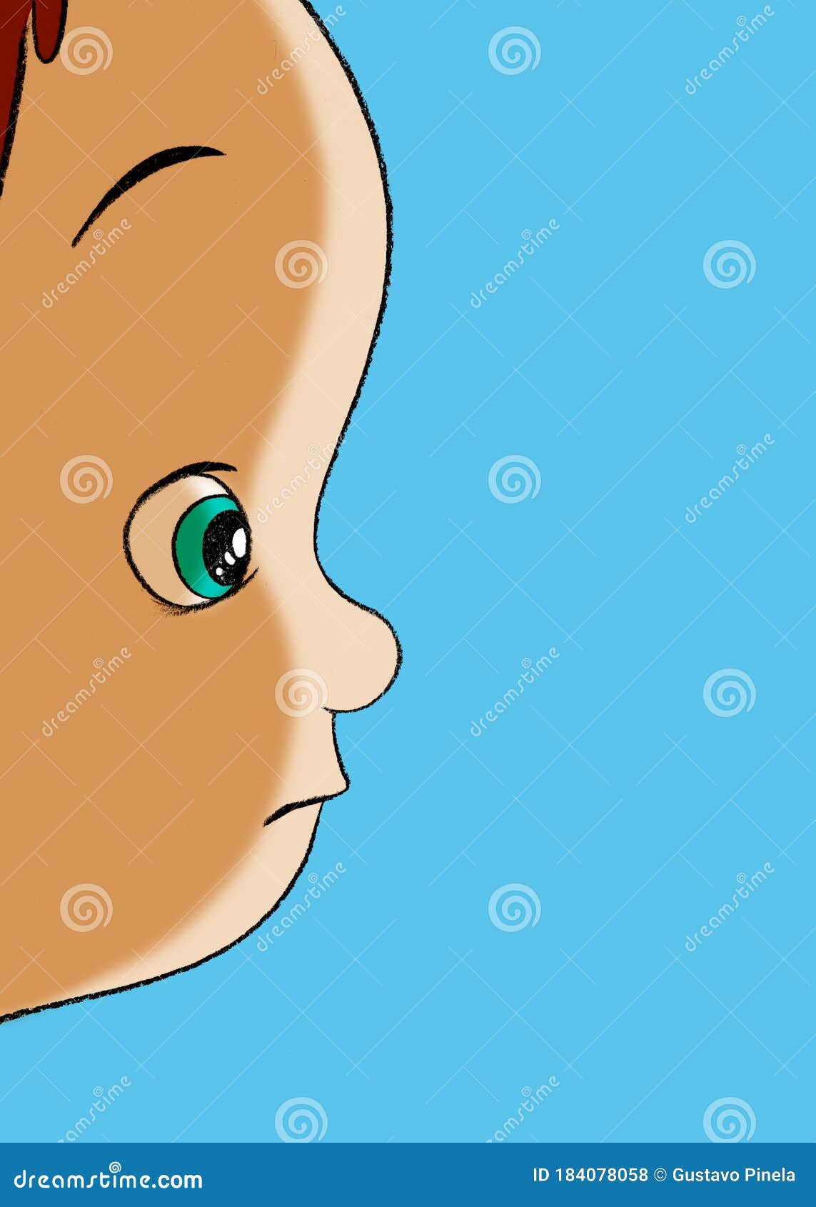 primer plano de perfil, de la cara de un niÃÂ±o con mirada inocente