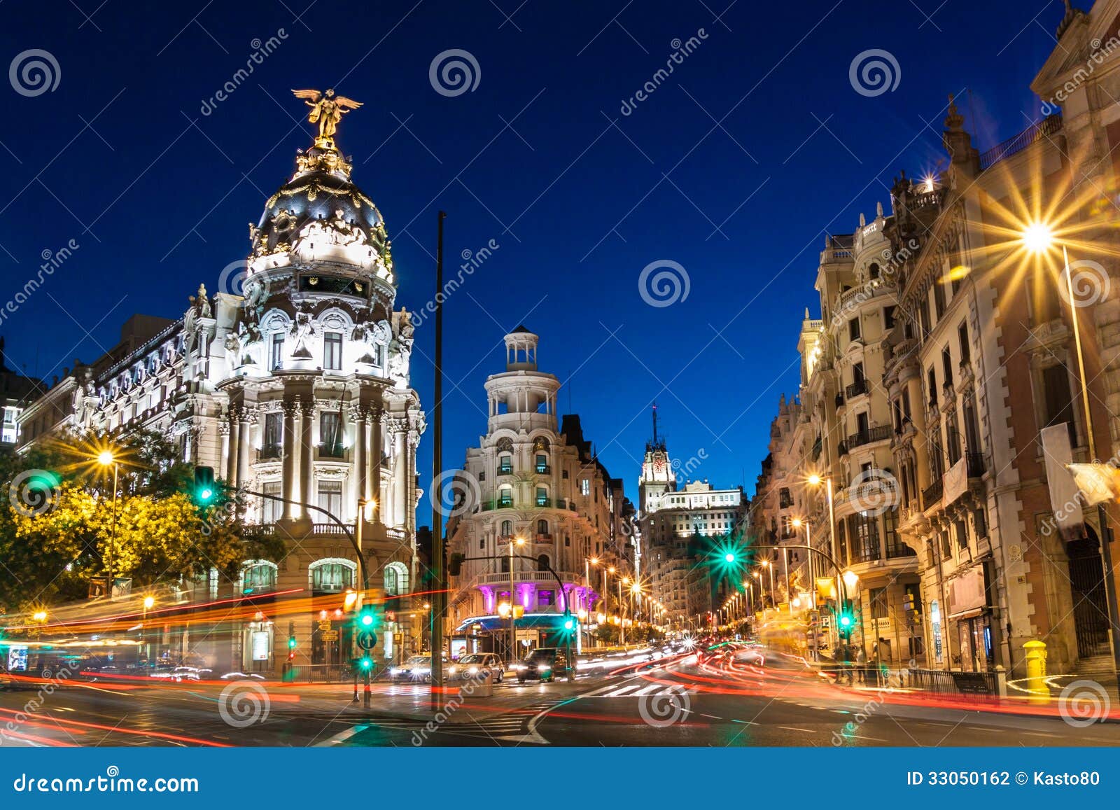 gran via in madrid, spain, europe.