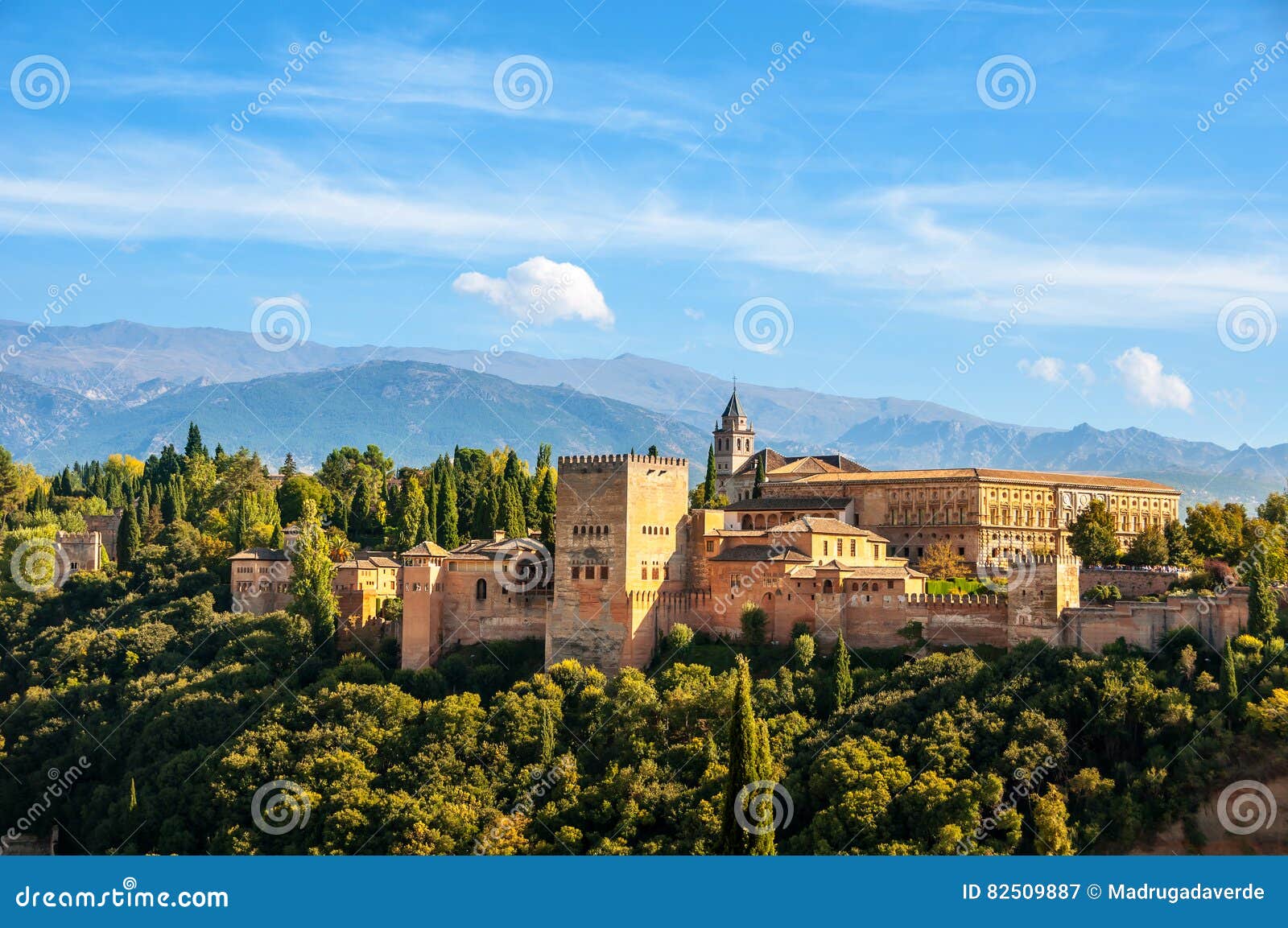 granada, spain. aerial view of alhambra palace