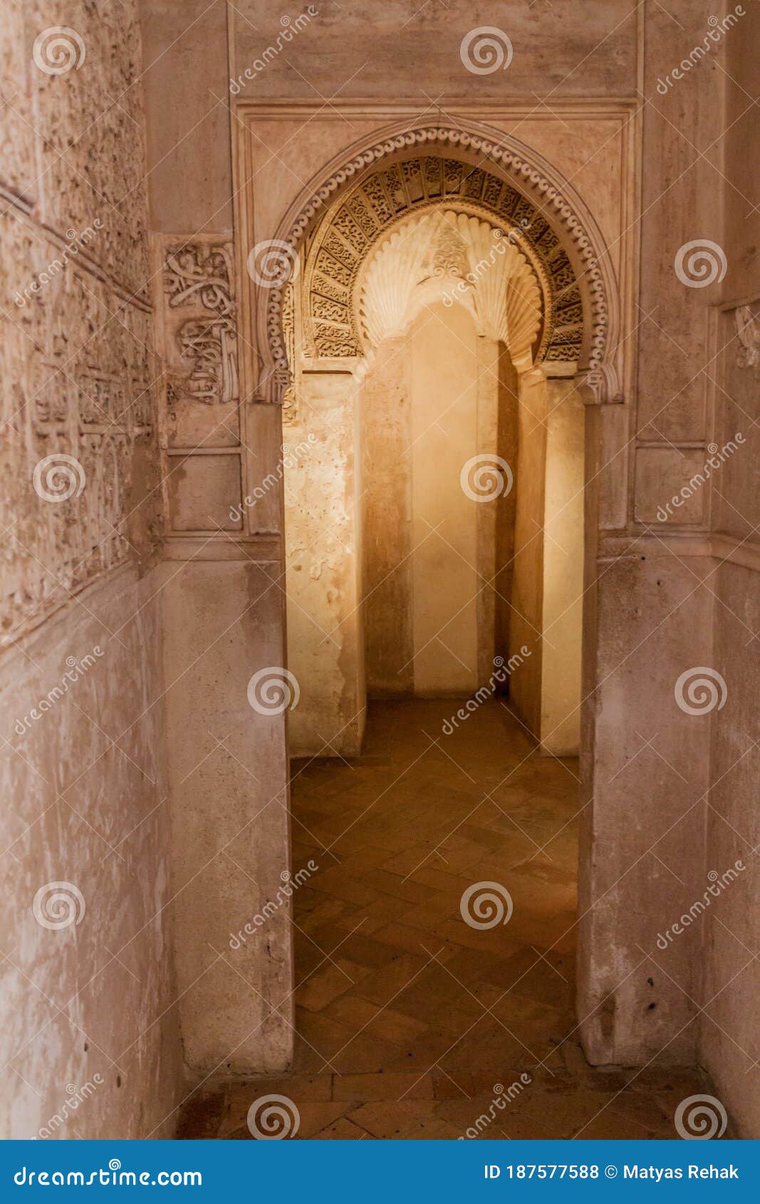 granada, spain - november 2, 2017: rooms in nasrid palaces (palacios nazaries) at alhambra in granada, spa