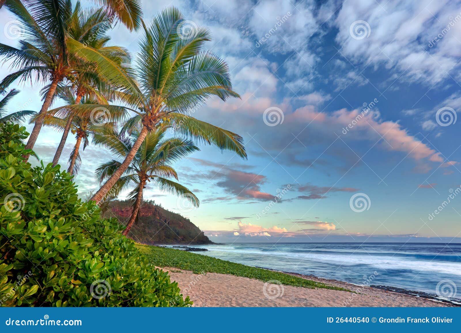 Grand Anse beach at sunset stock photo. Image of nature 26440540