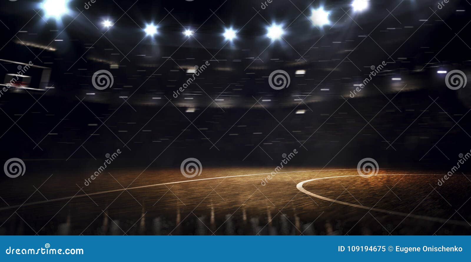 grand basketball arena in the dark spot light