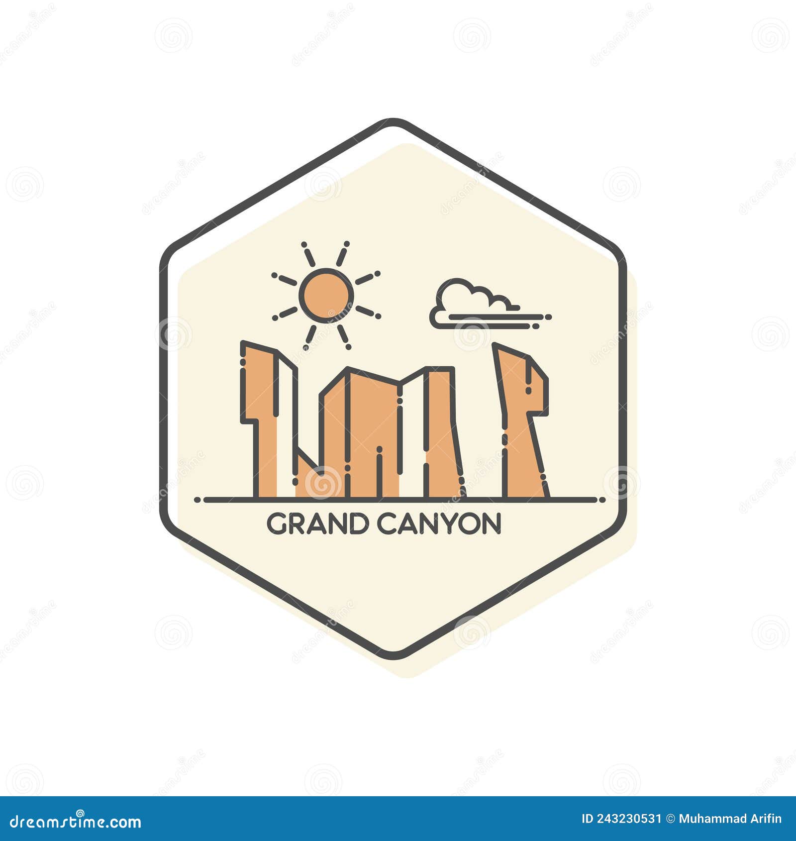 Grand Canyon Outline Icon, Landmark Icon, U.S.a Stock Vector