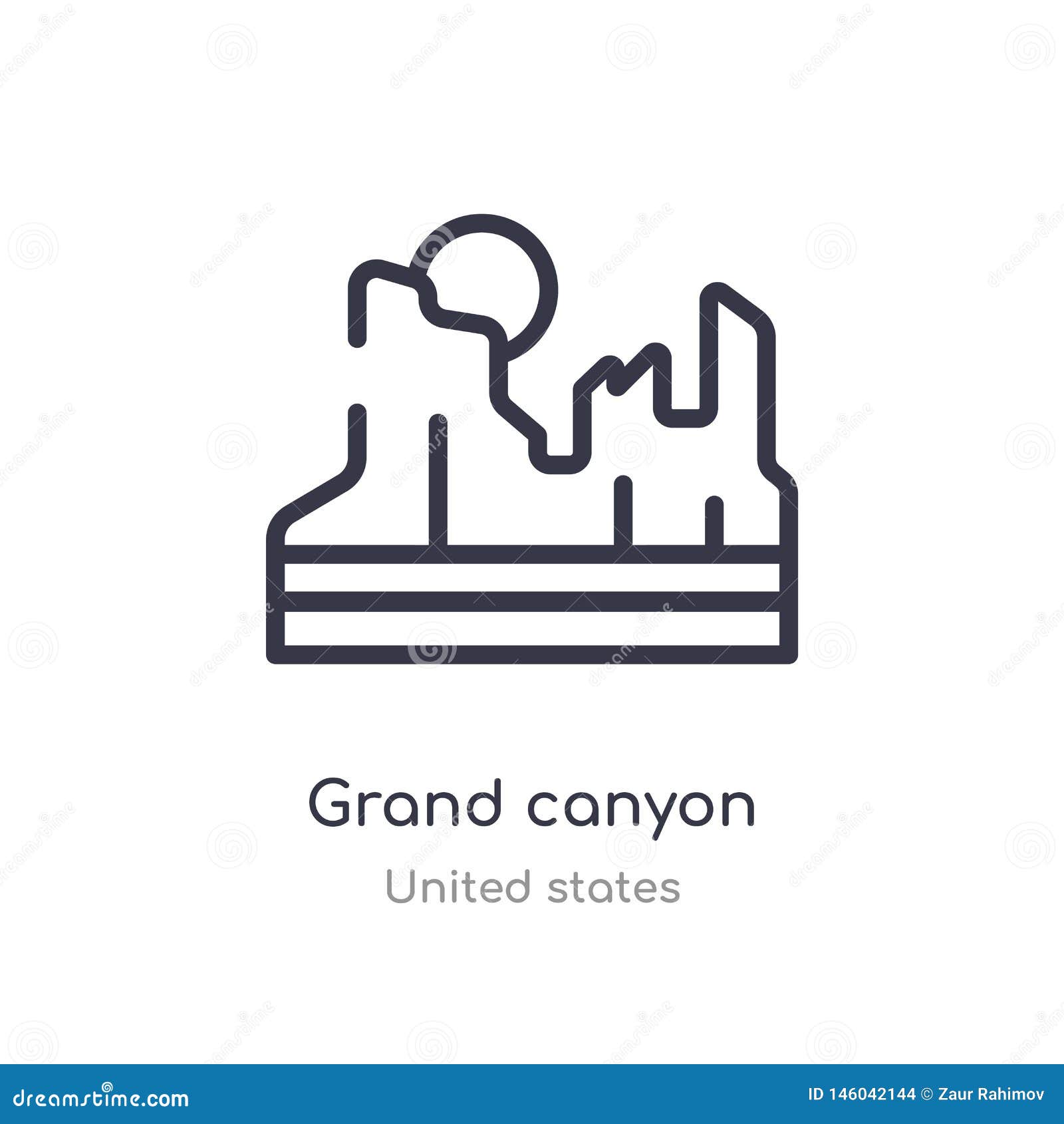 Grand Canyon Outline Icon. Isolated Line Vector Illustration from