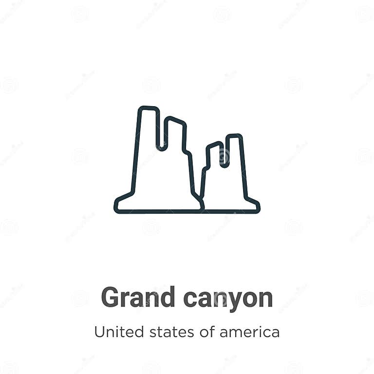 Grand Canyon Outline Vector Icon. Thin Line Black Grand Canyon Icon