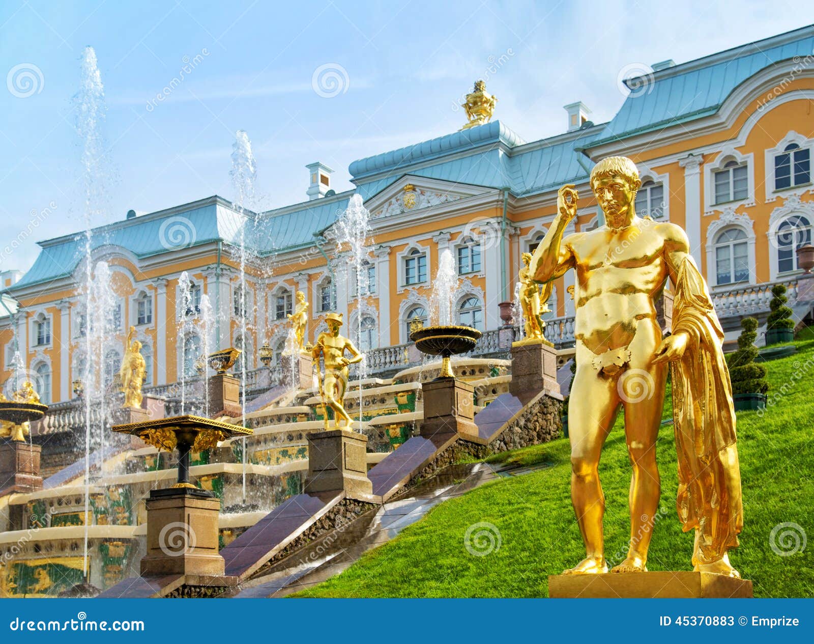 grand cascade in peterhof palace, saint petersburg, russia
