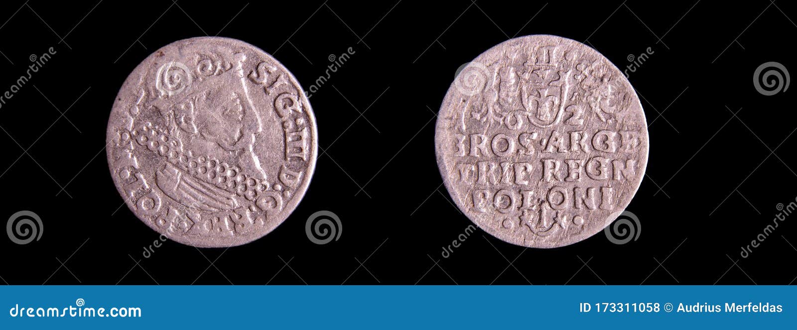 grand duchy of lithuania three groschen coin averse and reverse 