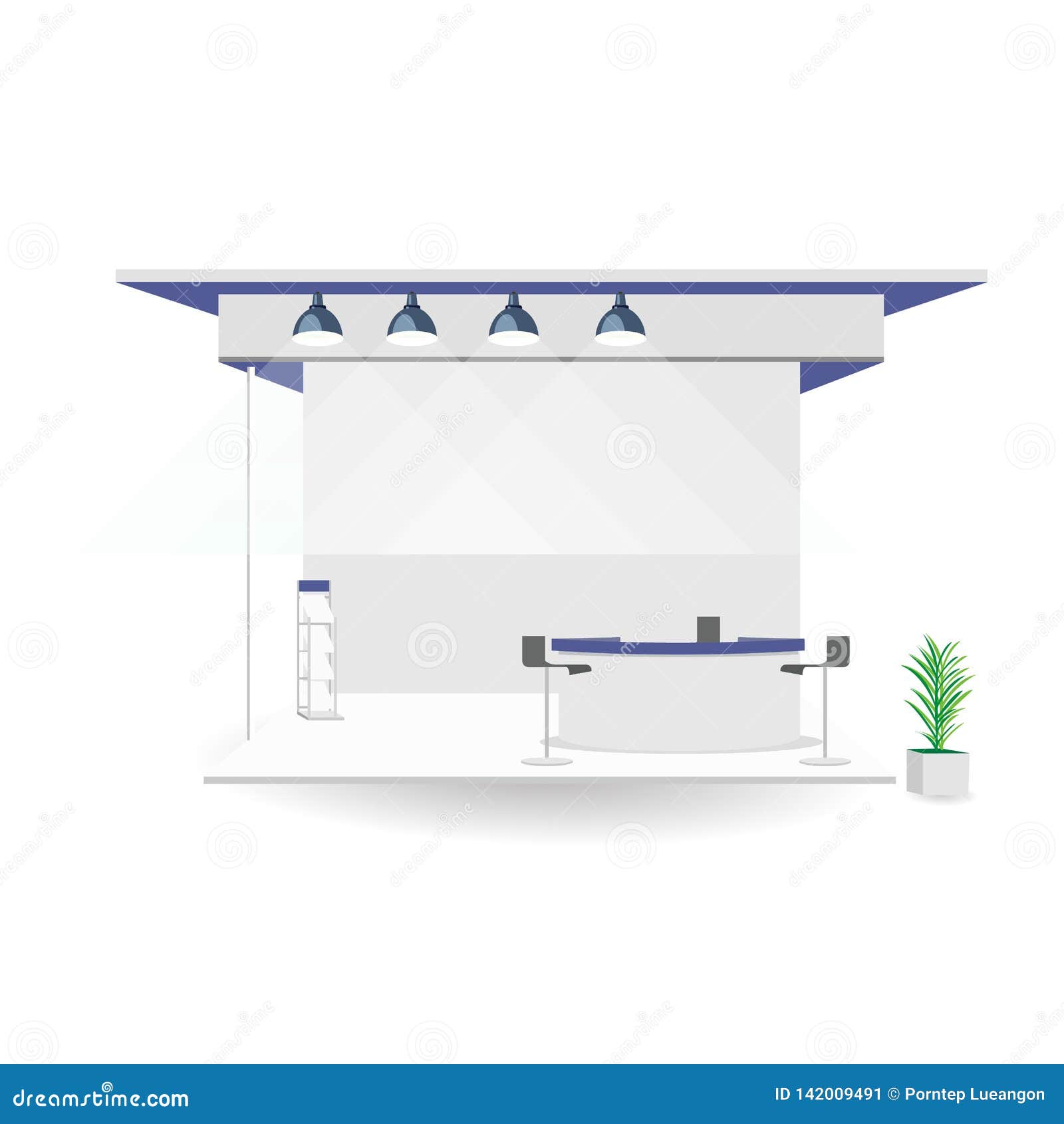 Grand Exhibition Stand Display Mock Up Isolated White Background Design. Blank Trade Exhibition ...