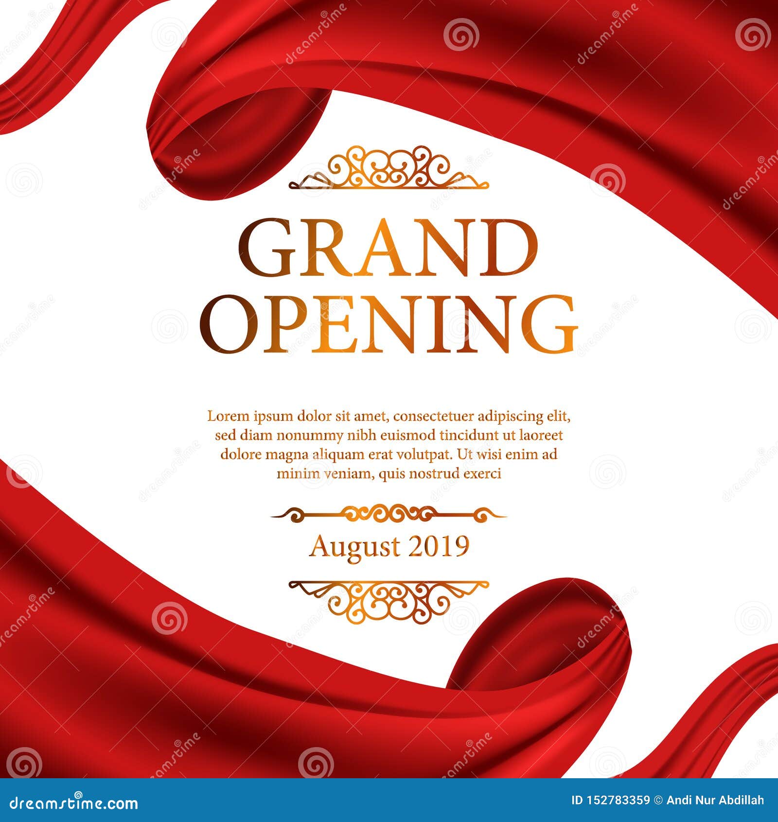 Grand Opening Ceremony Red Silk Ribbon Frame Poster Banner Stock