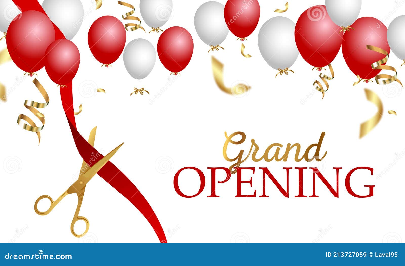 Grand opening banner with confetti Royalty Free Vector Image