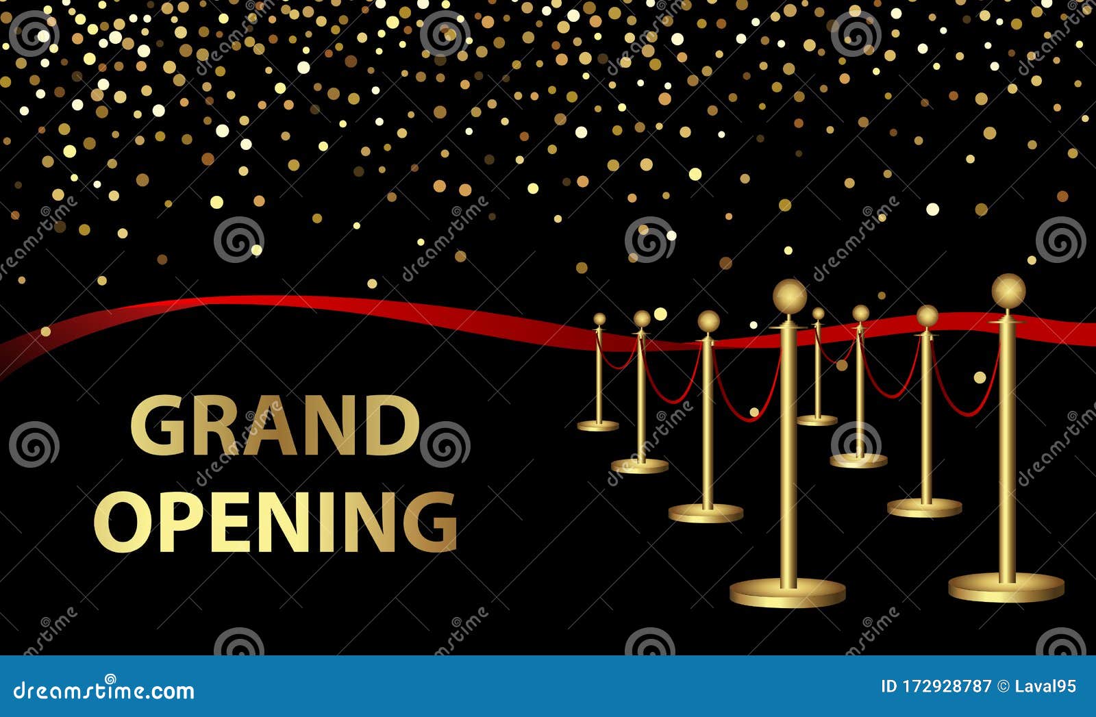 Grand Opening Ceremony Banner With Golden Confetti Royalty Free