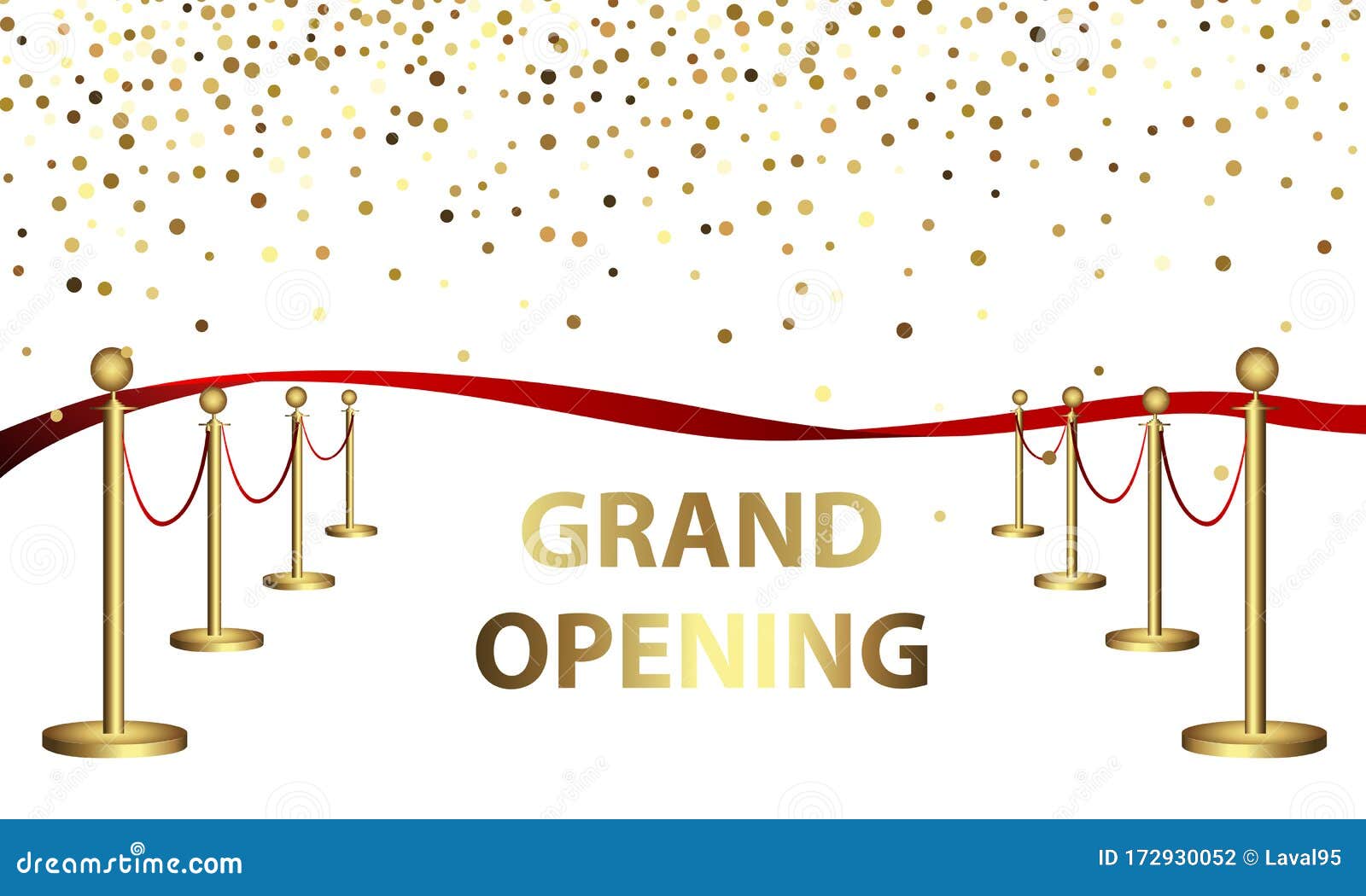 Grand Opening Ceremony Banner With Golden Confetti Royalty Free