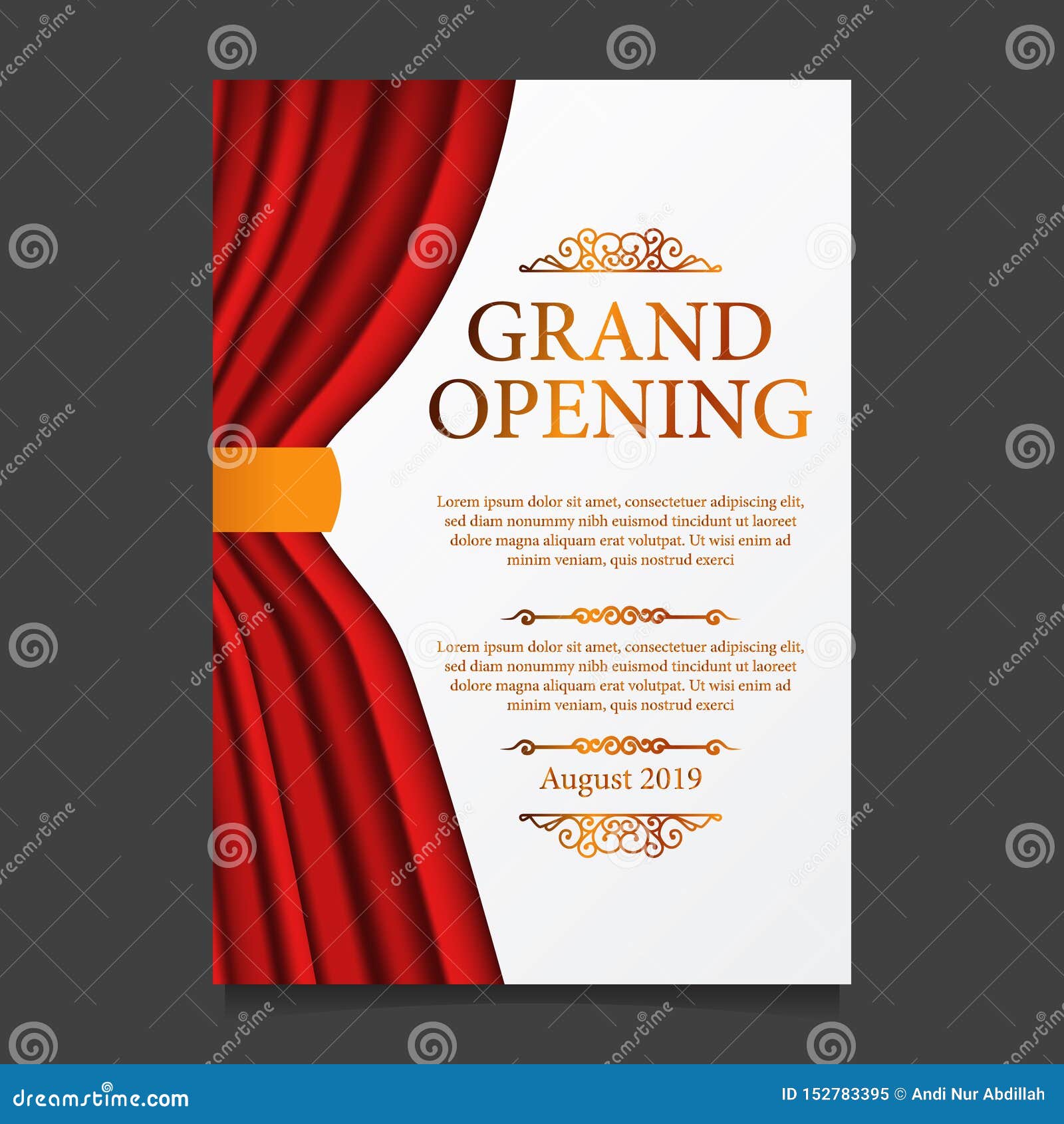 Grand Opening Party Ceremony with Illustration of Red Curtain Silk with  White Background Stock Illustration - Illustration of decoration, event:  152783395