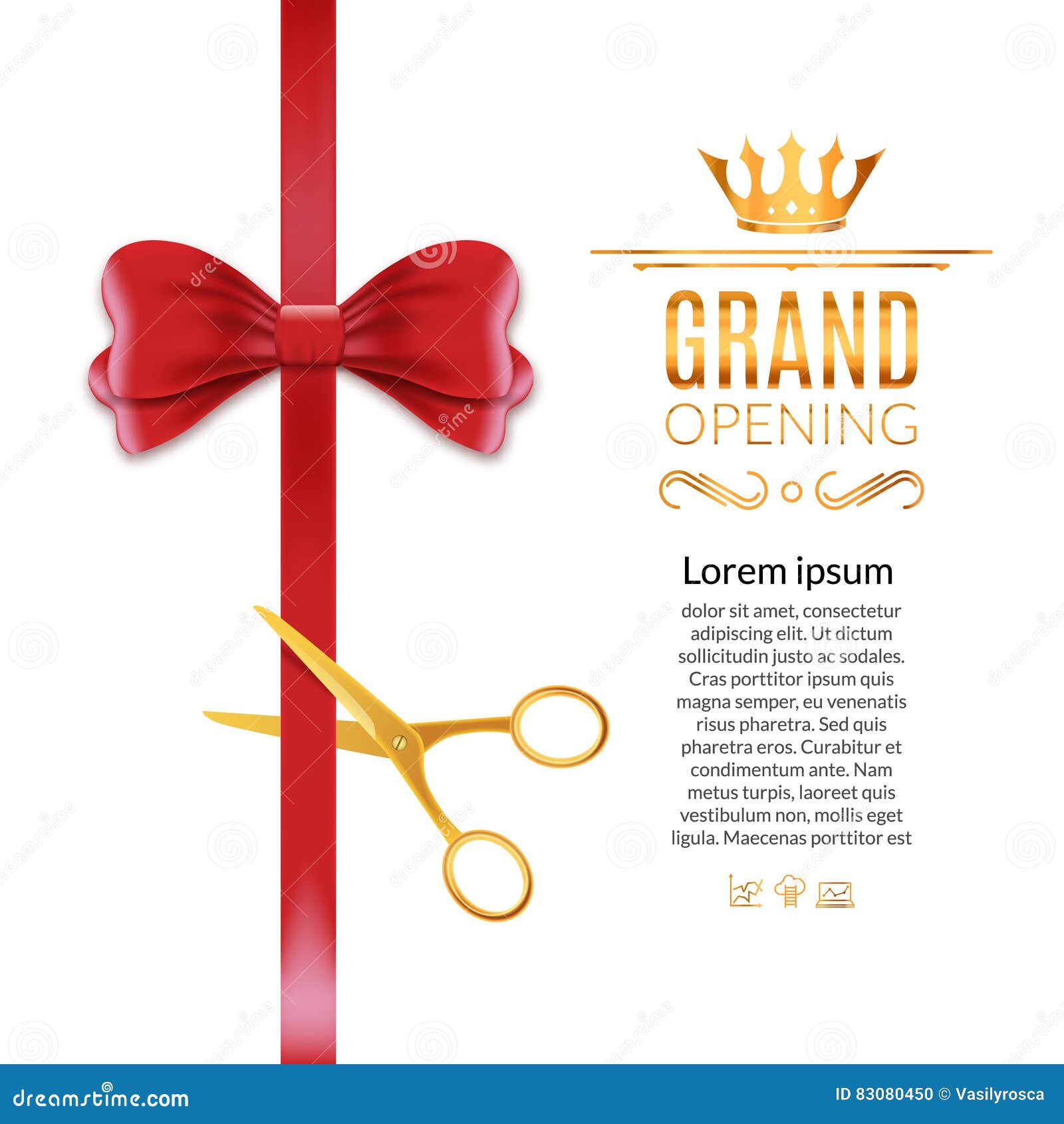 Ribbon Cutting Scissors Grand Opening Vector Poster Stock Vector