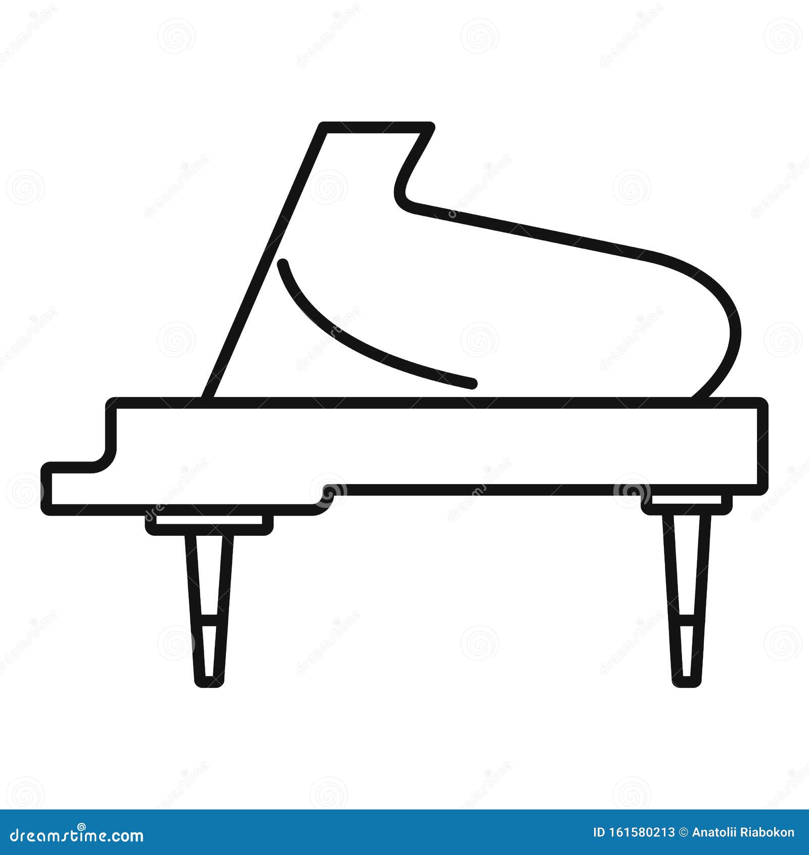 Grand Piano Instrument Icon, Outline Style Stock Vector