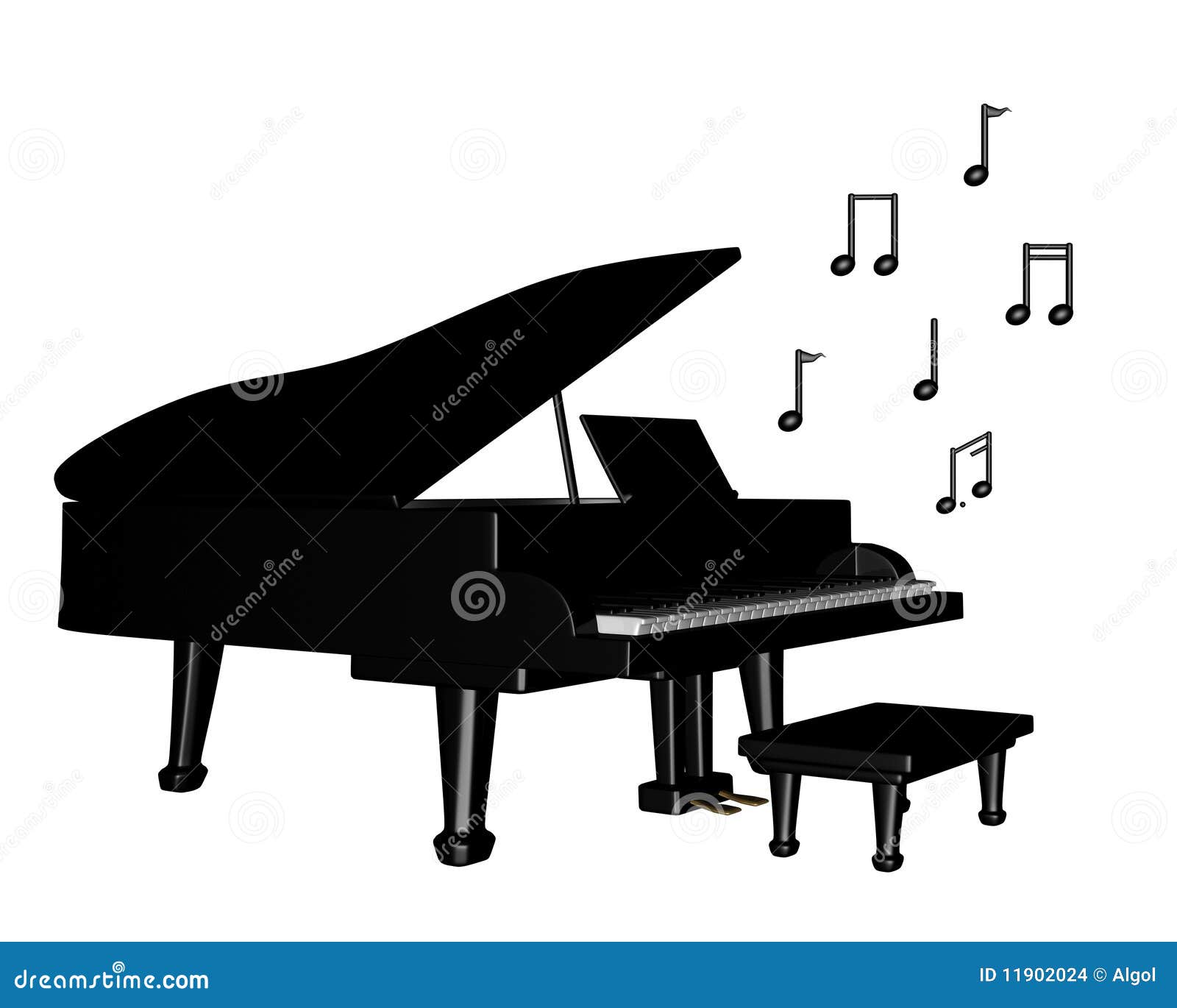 Grand Piano With Musical Notes Stock Illustration ...
