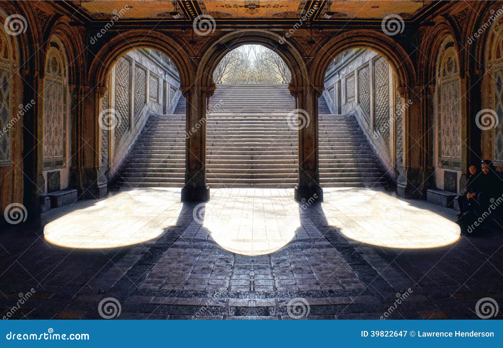 Bethesda Terrace Grand Staircase in Central Park Editorial