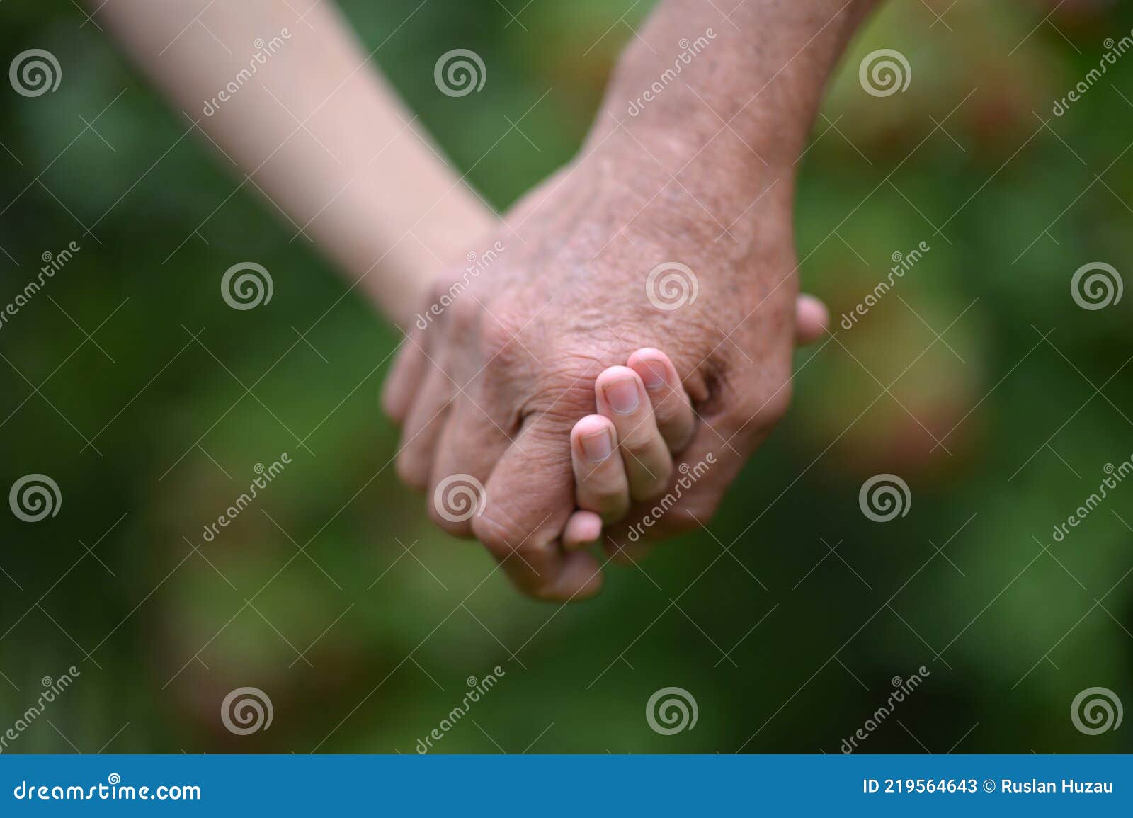 Granddaughter And Grandfather Hold Hands Close Up Stock Image Image Of Attractive Style