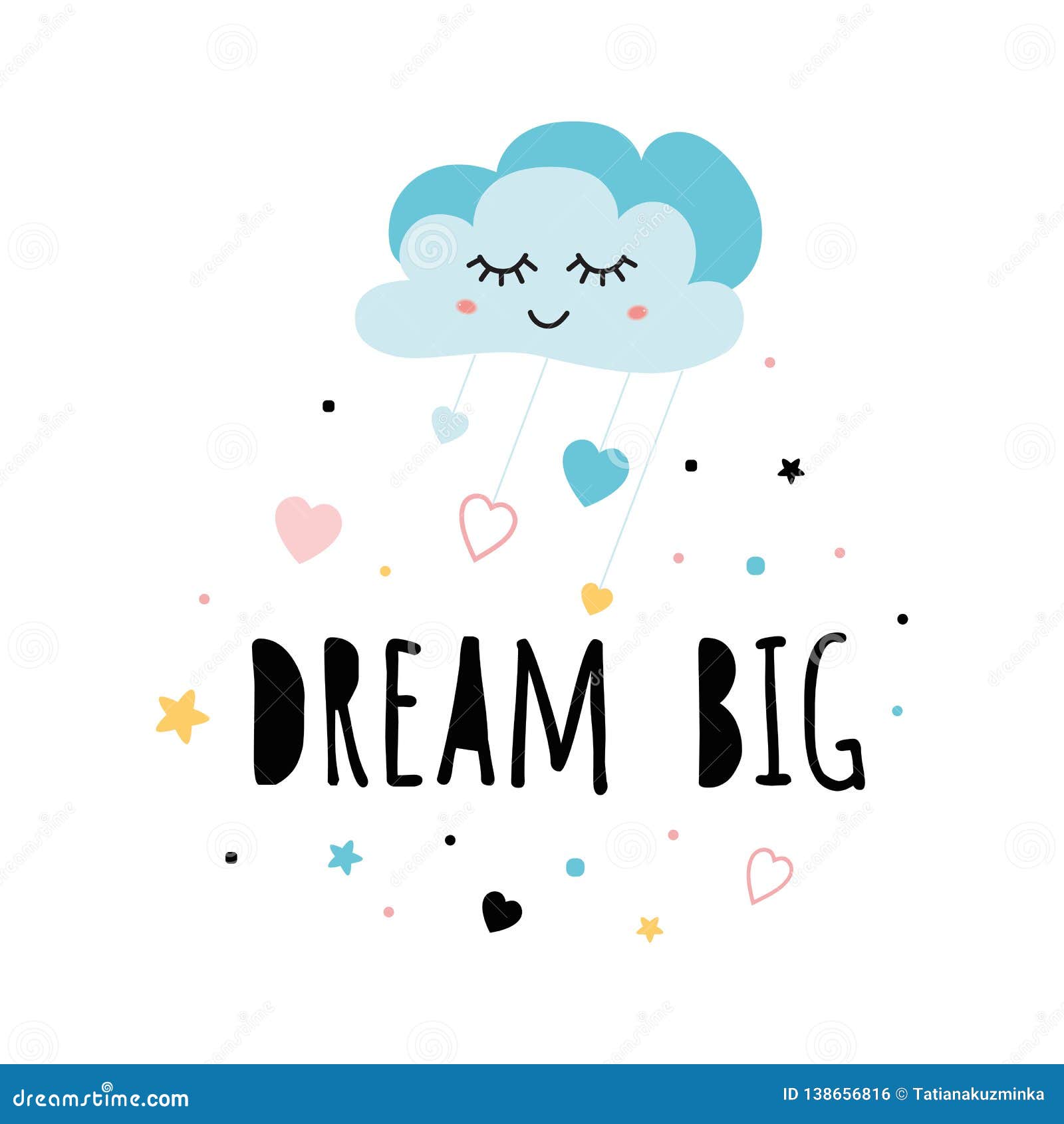 Grande Affiche De Conception De Piece De Bebe De Coeurs De Sommeil De Nuage De Reve Inspire Bleu Clair Mignon D Expression Illustration Stock Illustration Du Coeur Expression