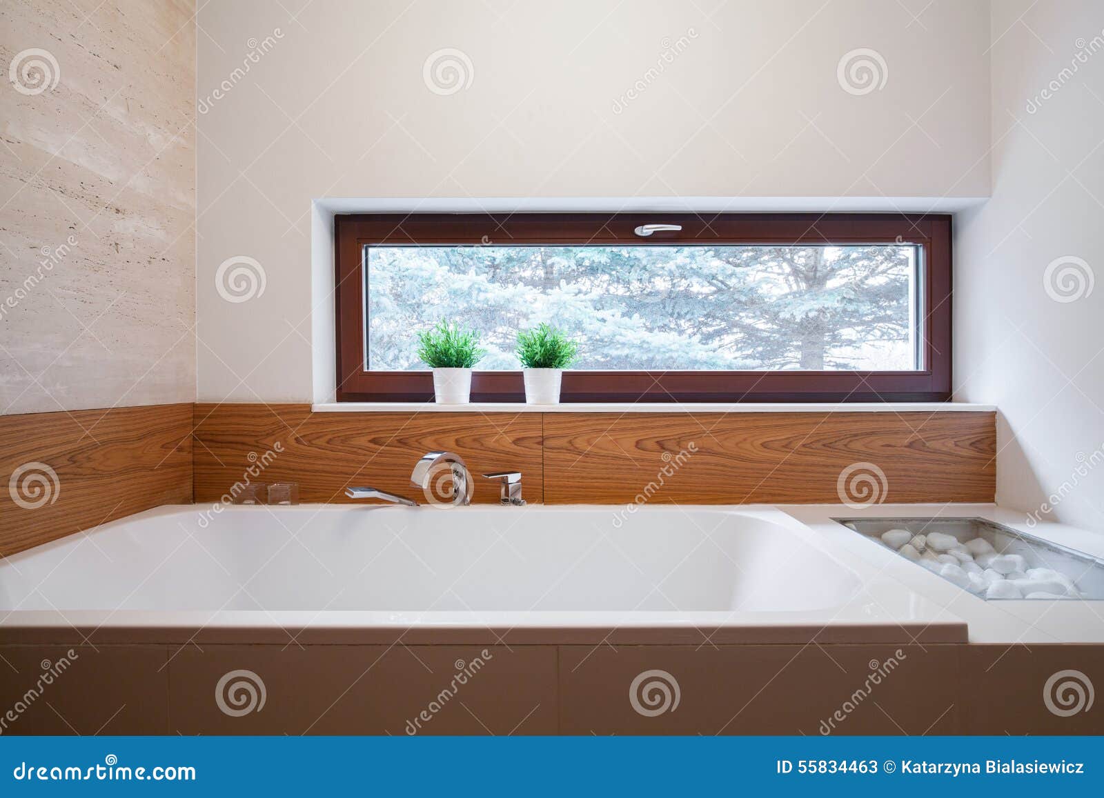 Baignoire de grand dos blanc dans la salle de bains moderne image ...