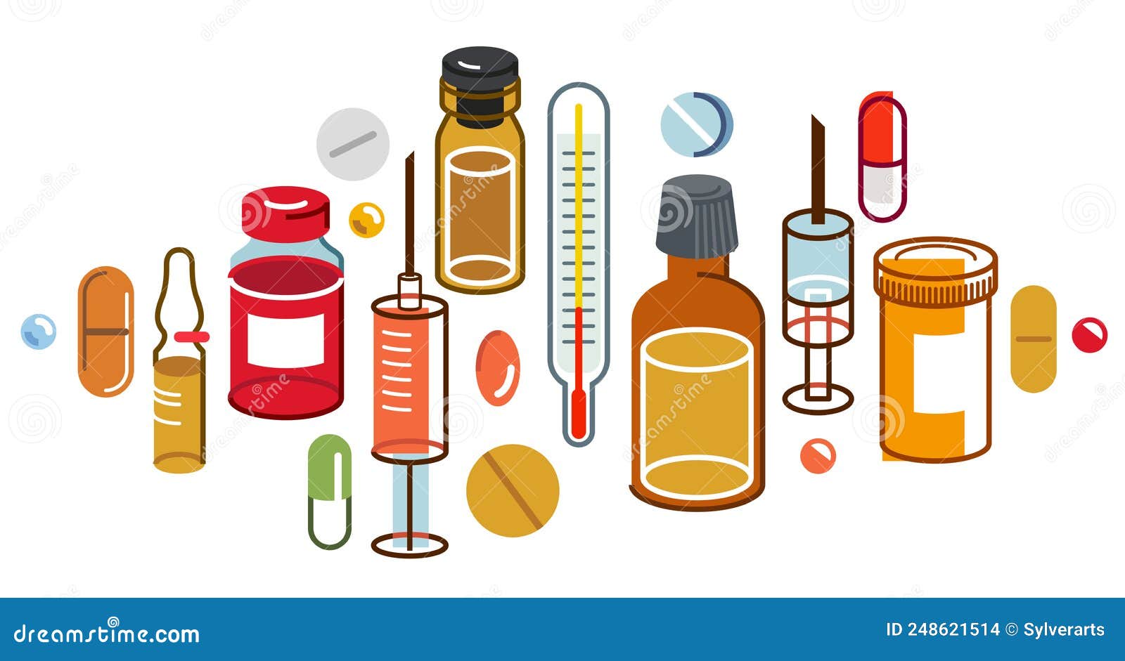 Medicina Farmácia Tema Garrafas Médicas Vetor Ilustração Isolado