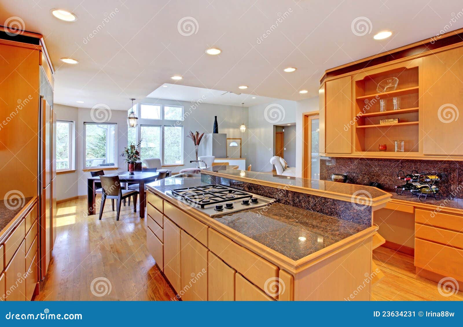 Grande Cozinha De Madeira Moderna Luxuosa Imagem De Stock Imagem Grande Cozinha De Madeira Moderna Luxuosa Imagem De Stock Imagem