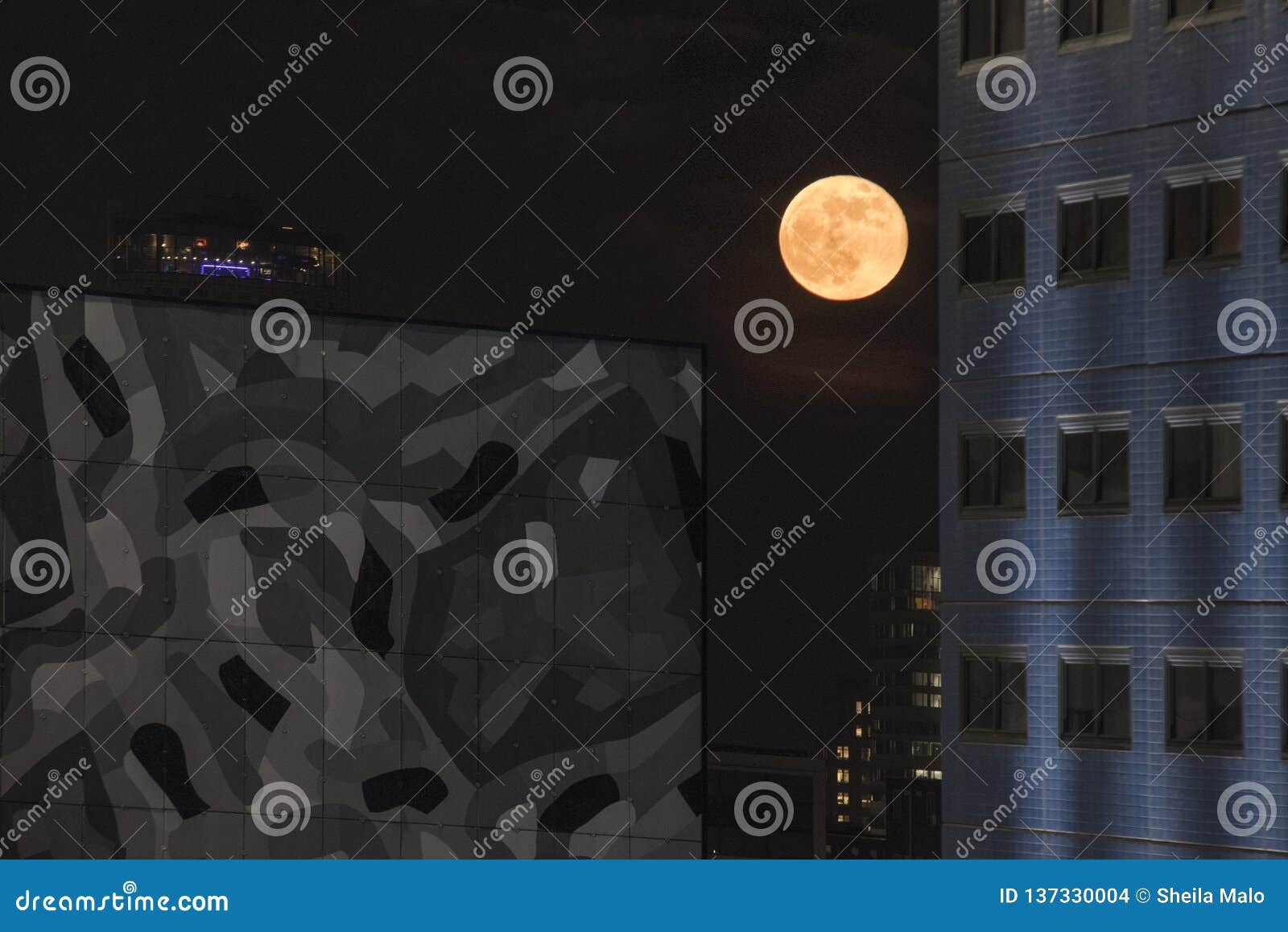 Photo Lune Pix Ville Pays Grande Lune De Roseaux Entre Les Immeubles D'une Ville Photo stock - Image du tropique, sorts: 137330004