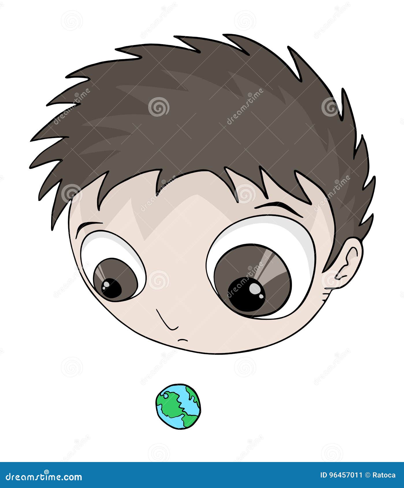 Grande Testa E Piccolo Mondo Illustrazione Vettoriale Illustrazione