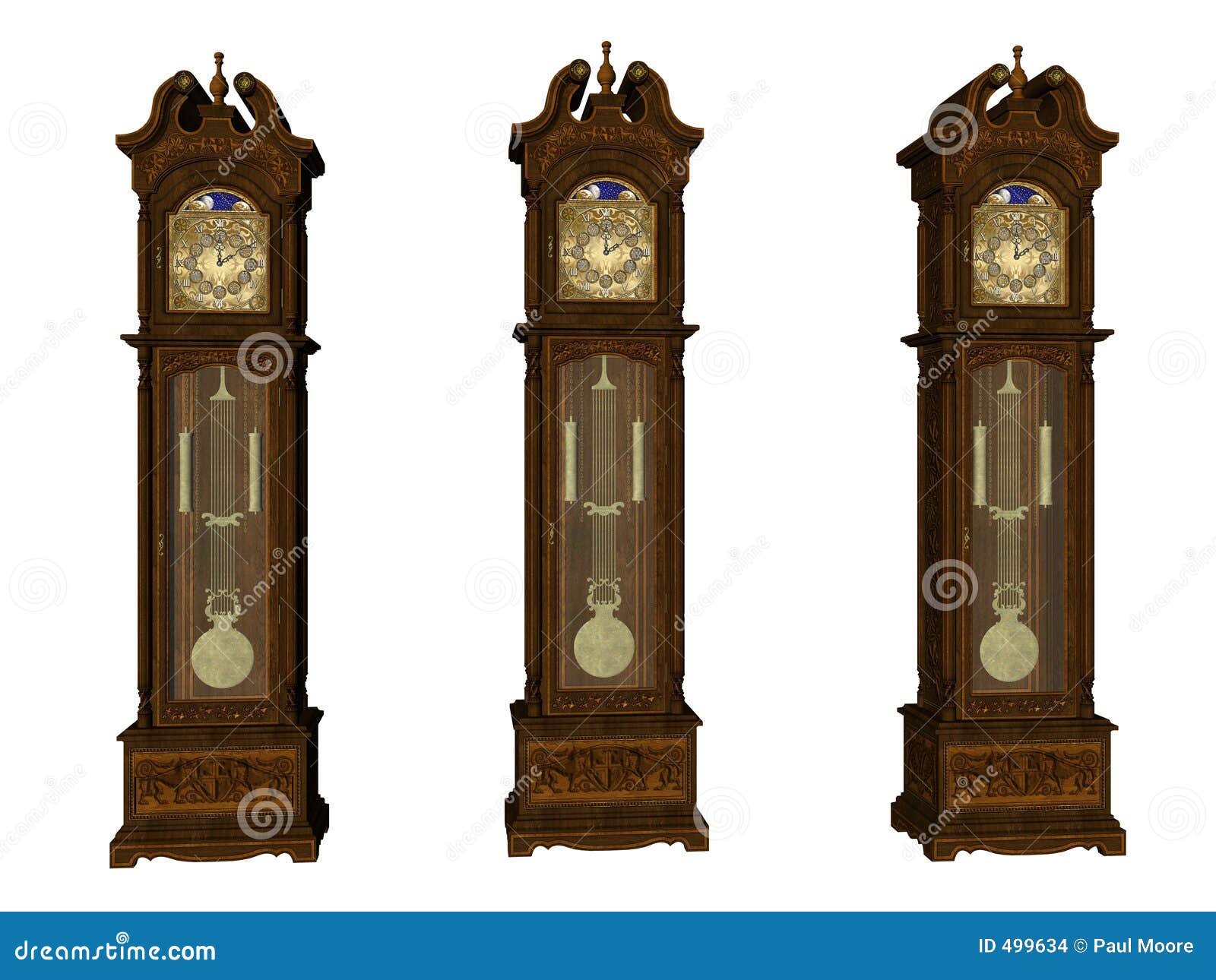 Grandfather Clocks. Telling Time In The Past. Stock Photography