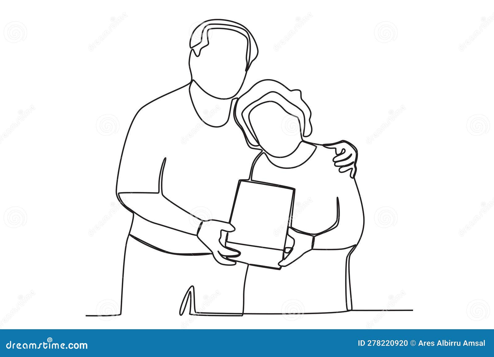Premium Vector | Grandfather and grandmother hugging grandparent day  oneline drawing