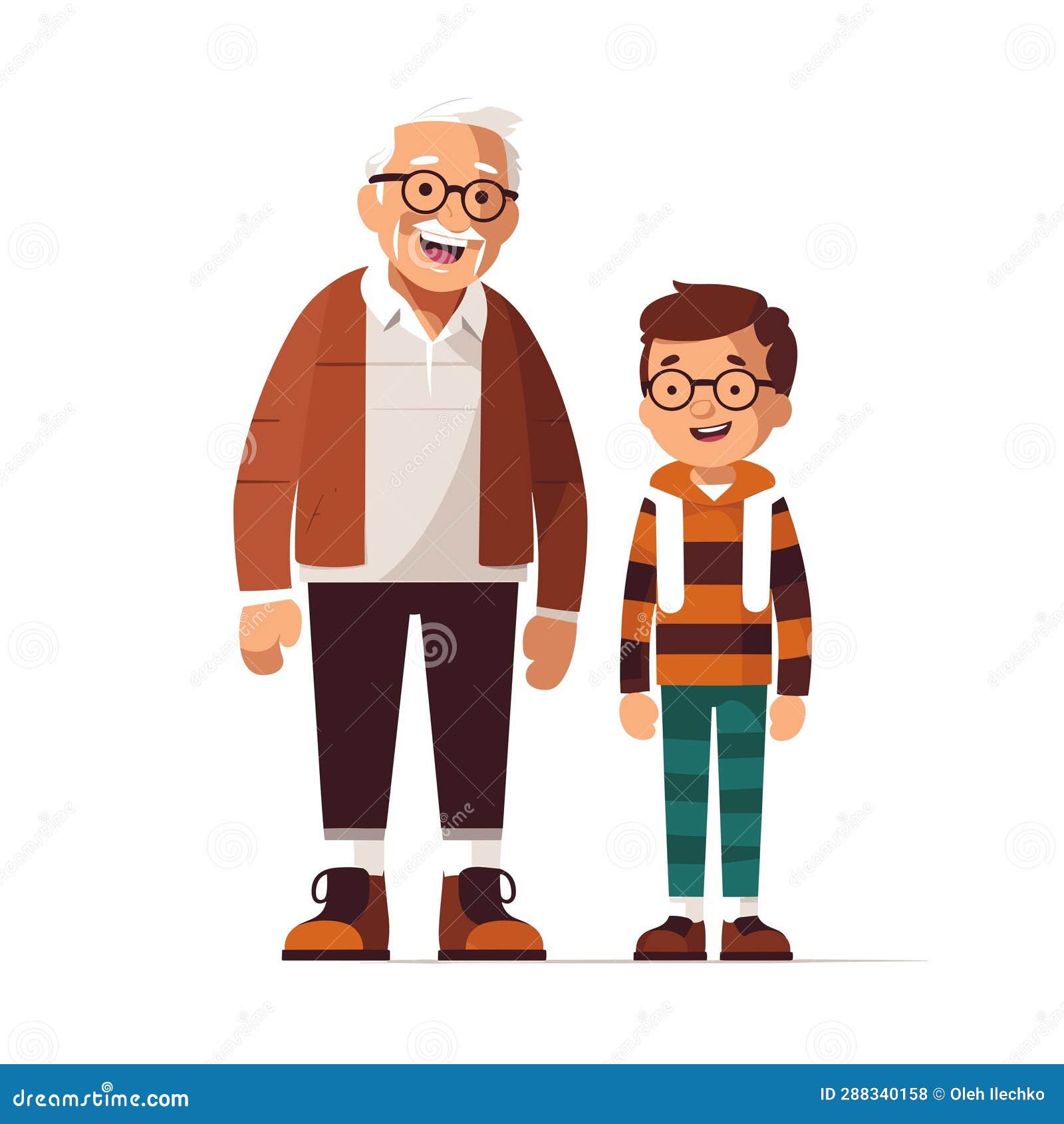 Grandfather and Grandson Vector Flat Isolated Illustration Stock ...