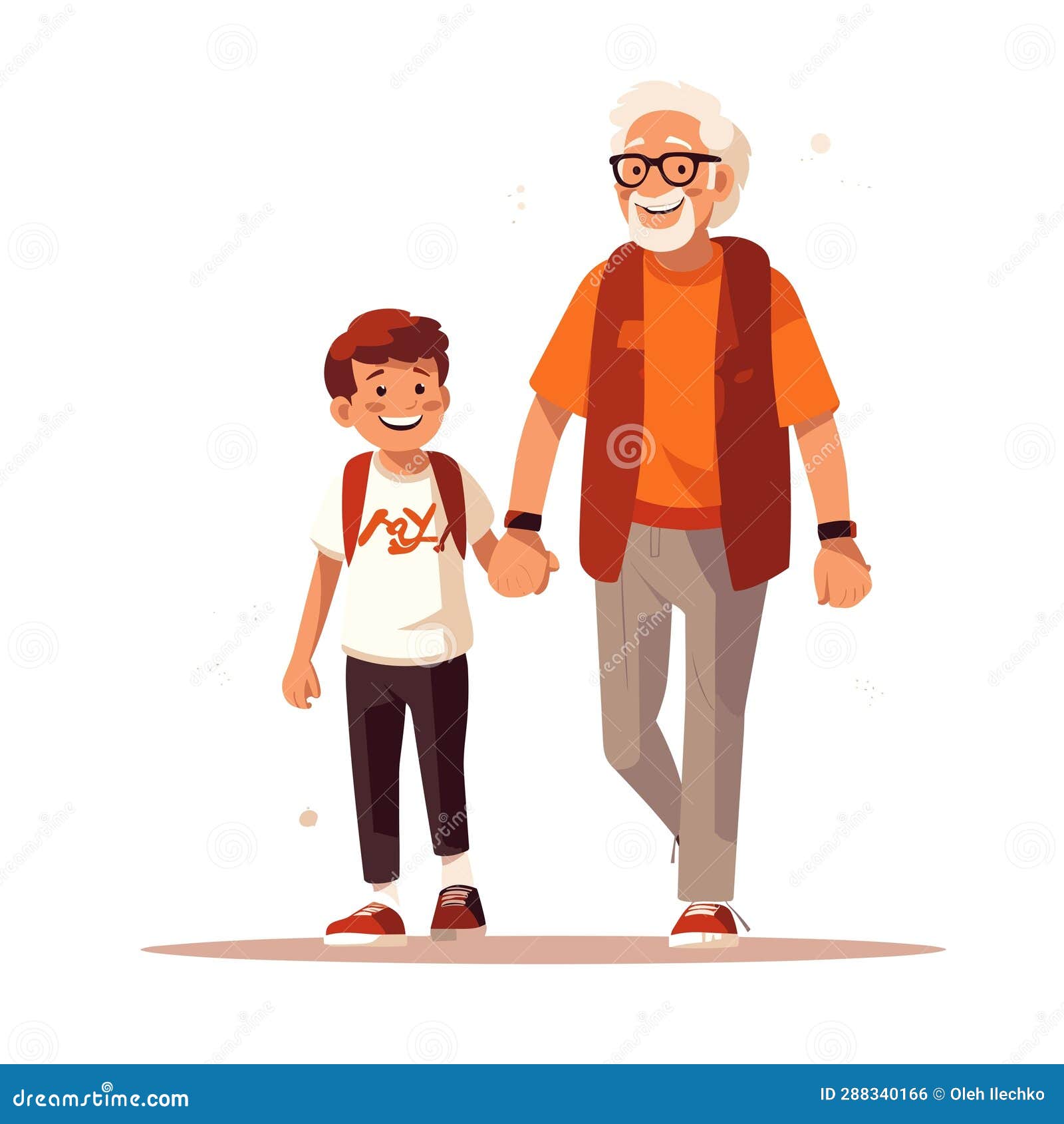Grandfather and Grandson Vector Flat Isolated Illustration Stock Vector ...