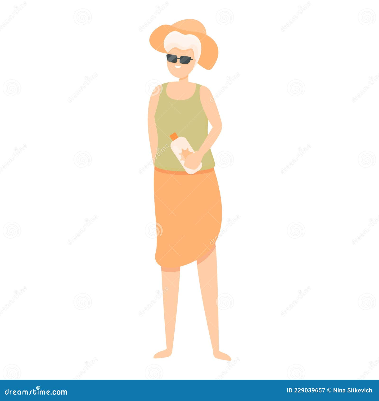 Grandma at Sunny Beach Icon Cartoon Vector. Travel Senior Stock Vector ...