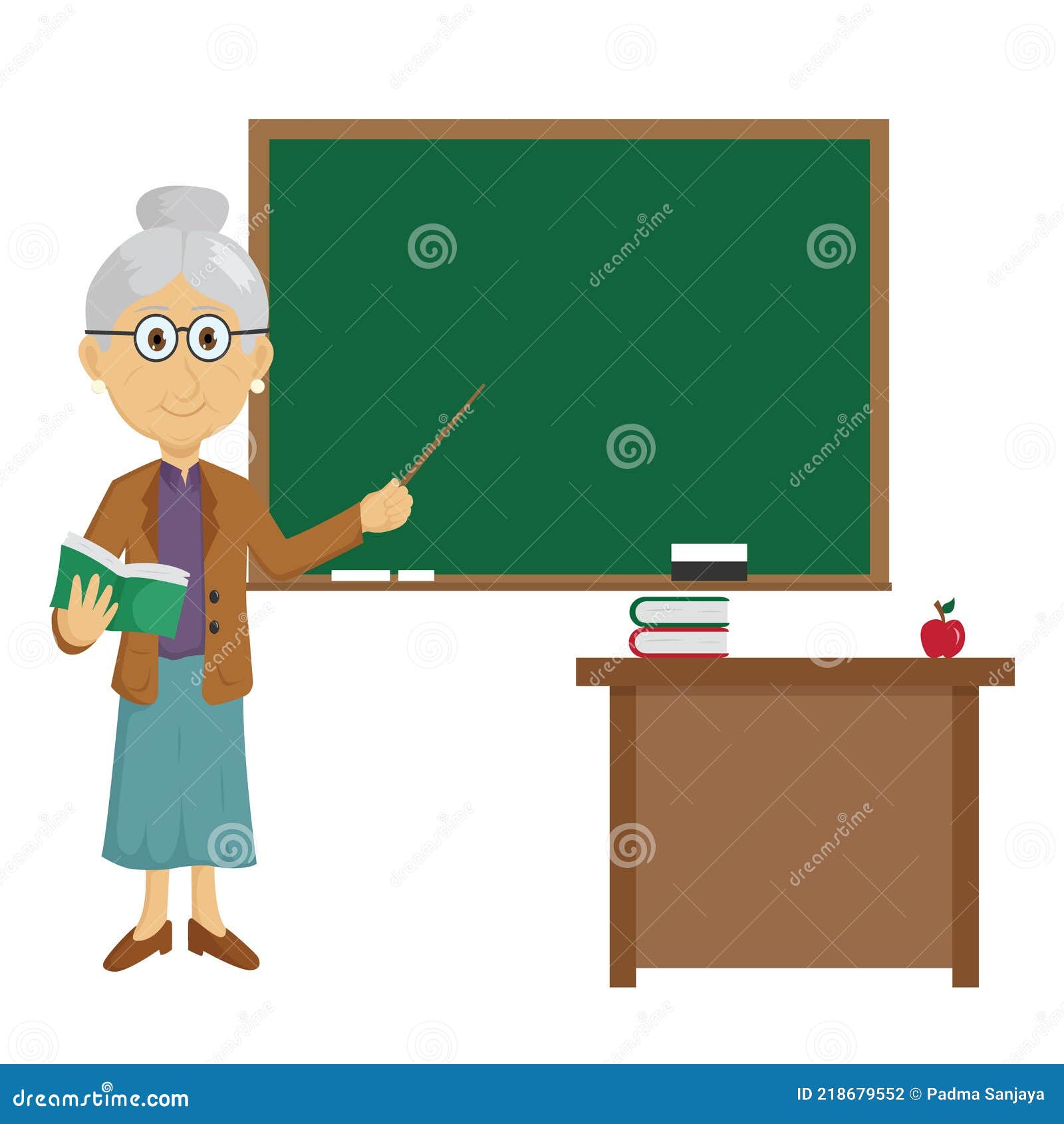 Grandma Teacher in Front of Class Stock Vector Illustration of